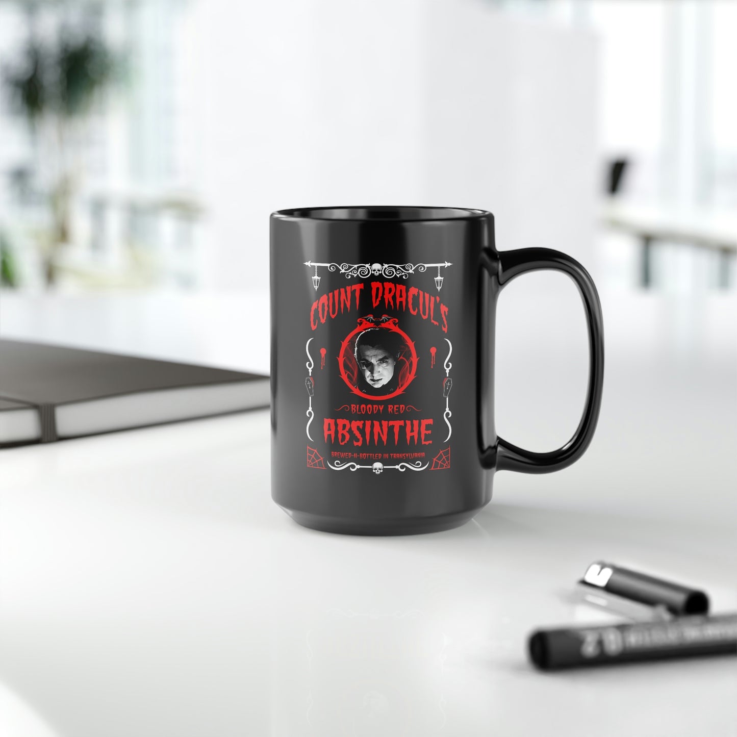ABSINTHE MONSTERS 1 (COUNT DRACUL) Black Mug, 15oz