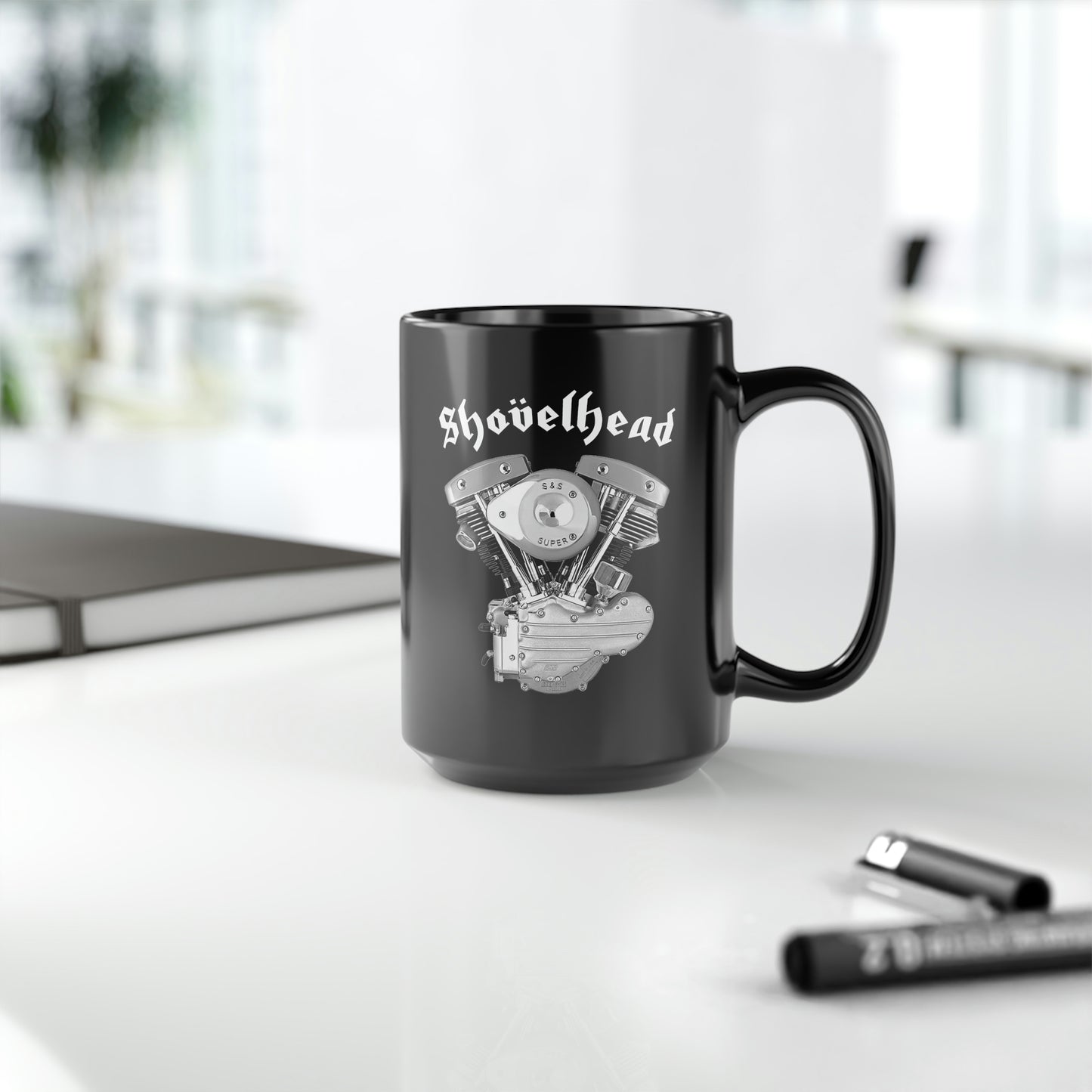 SHOVELHEAD 2 (GENERATOR) Black Mug, 15oz