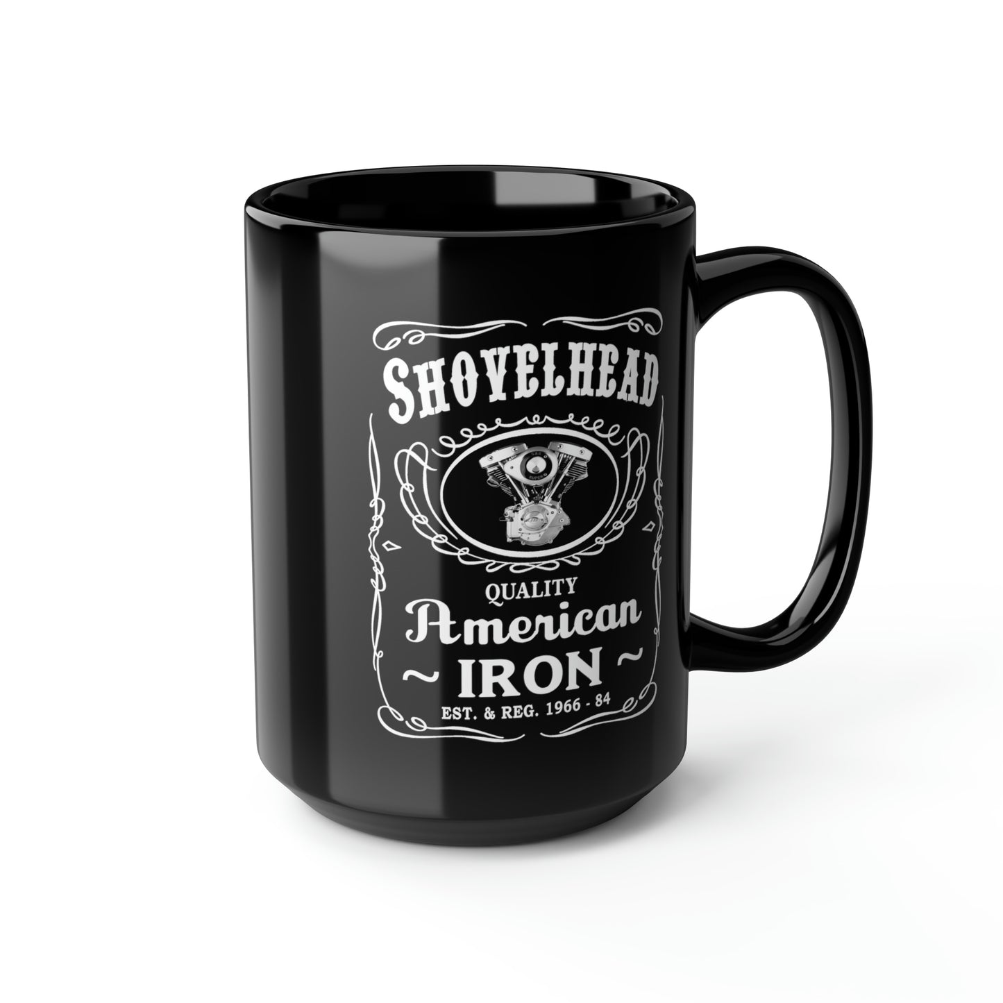 SHOVELHEAD 3 (JD CONE) Black Mug, 15oz
