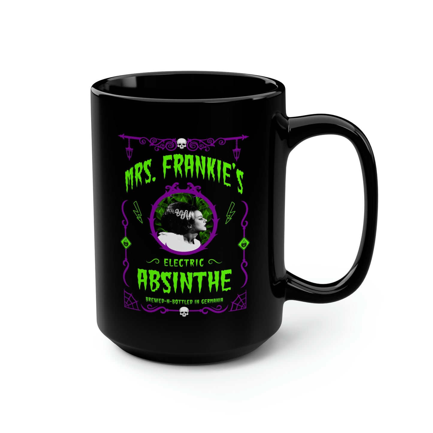ABSINTHE MONSTERS 9 (BRIDE OF FRANKIE) Black Mug, 15oz