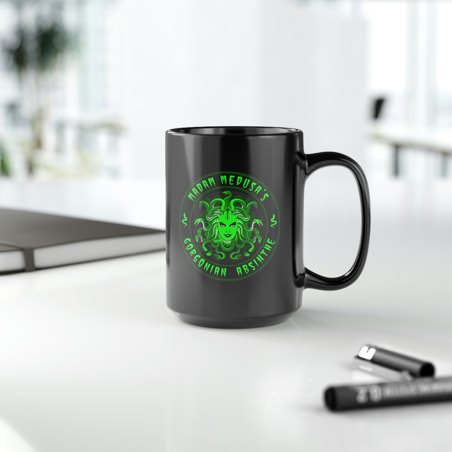 MADAM MEDUSA - GORGONIAN ABSINTHE Black Mug, 15oz