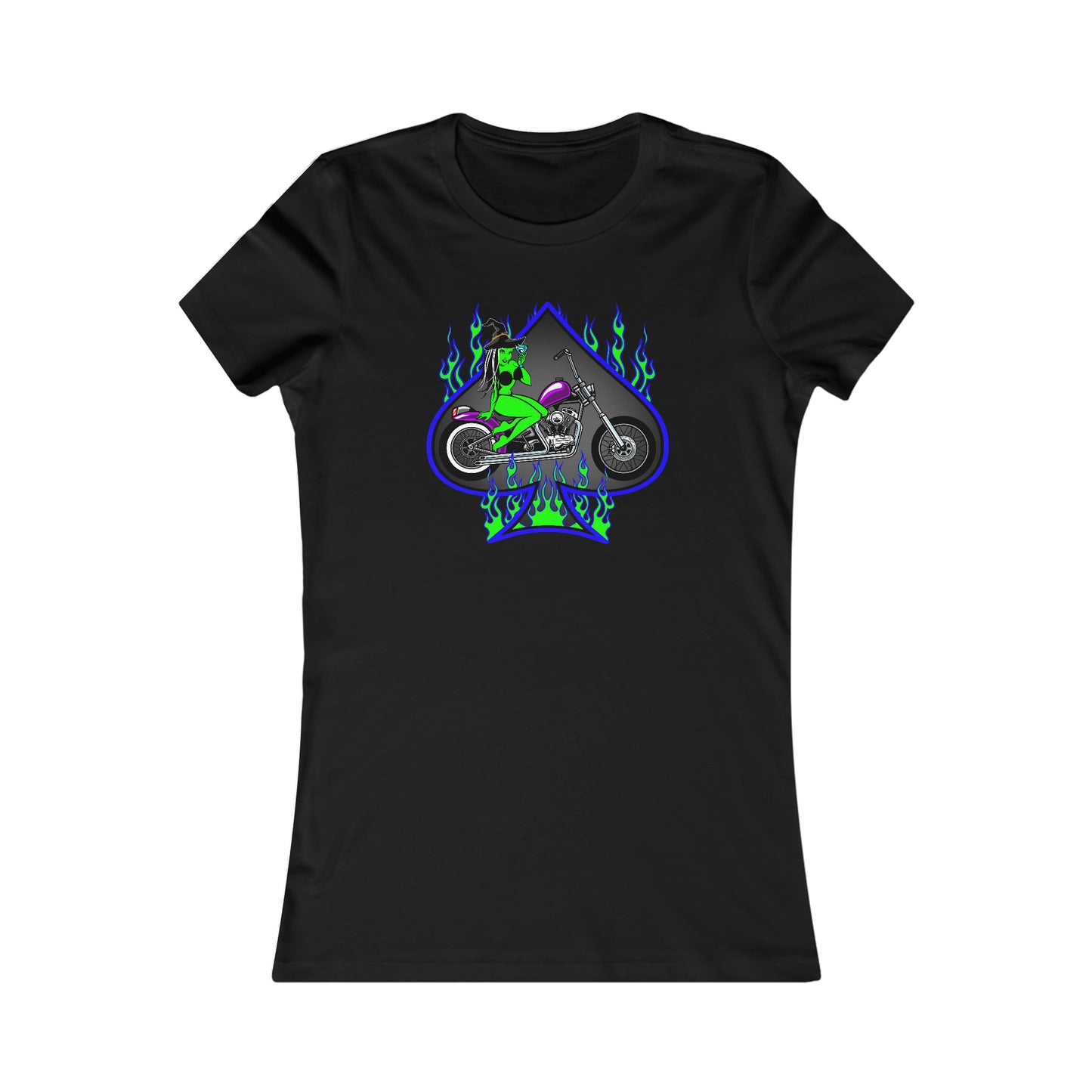 MOTORCYCLE PINUP (WITCH) Women's Favorite Tee