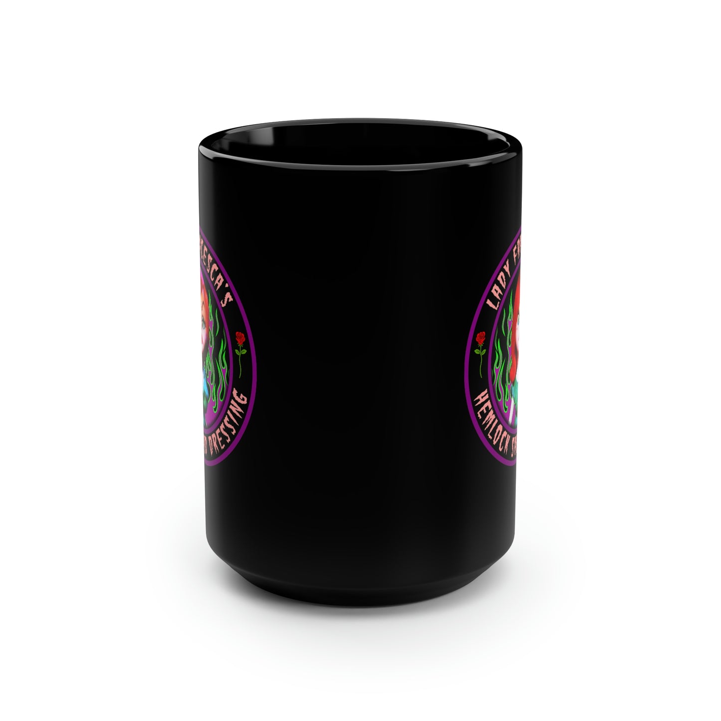 LADY FRANCESCA - HEMLOCK SALAD DRESSING Black Mug, 15oz
