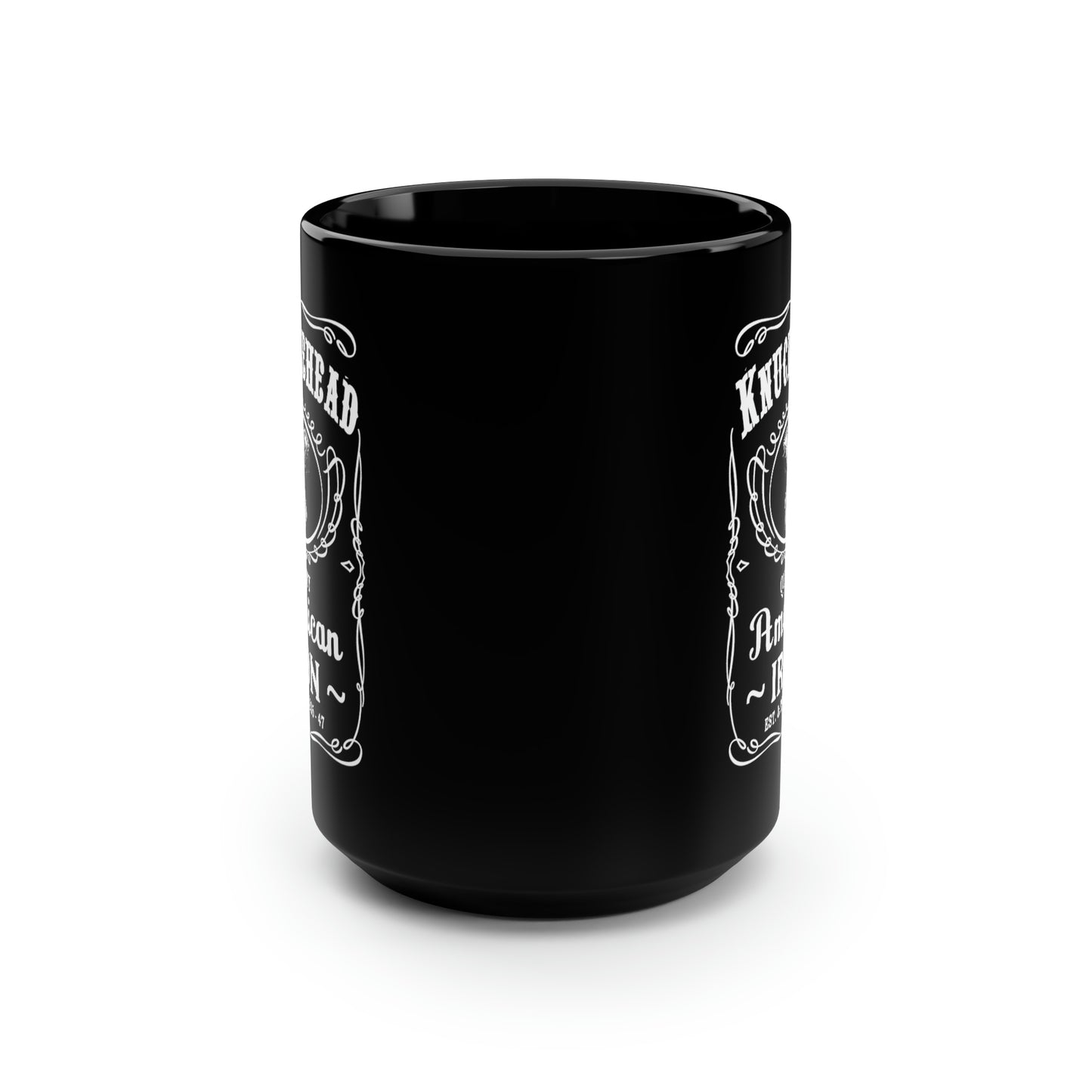 KNUCKLEHEAD 2 (JD) Black Mug, 15oz