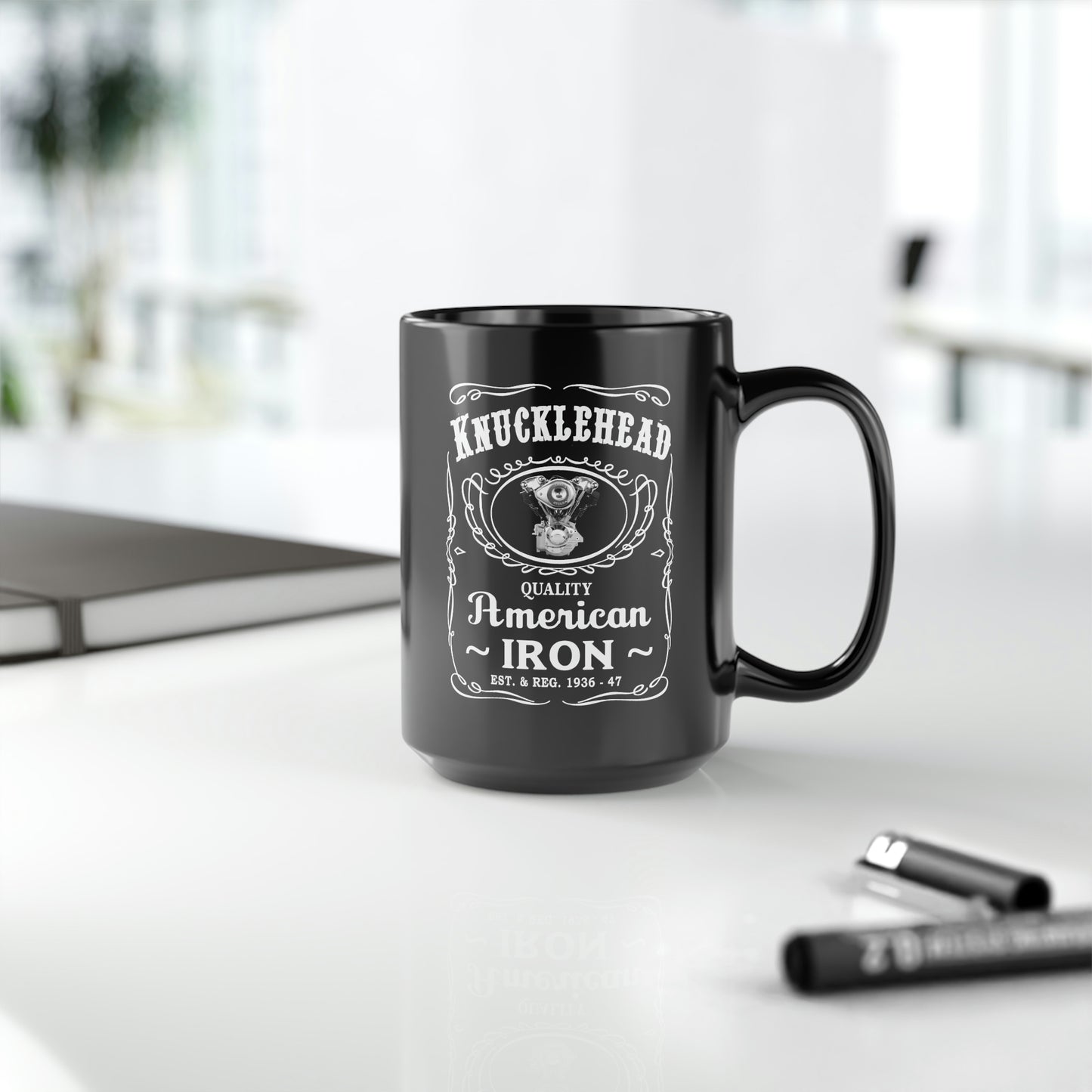 KNUCKLEHEAD 2 (JD) Black Mug, 15oz