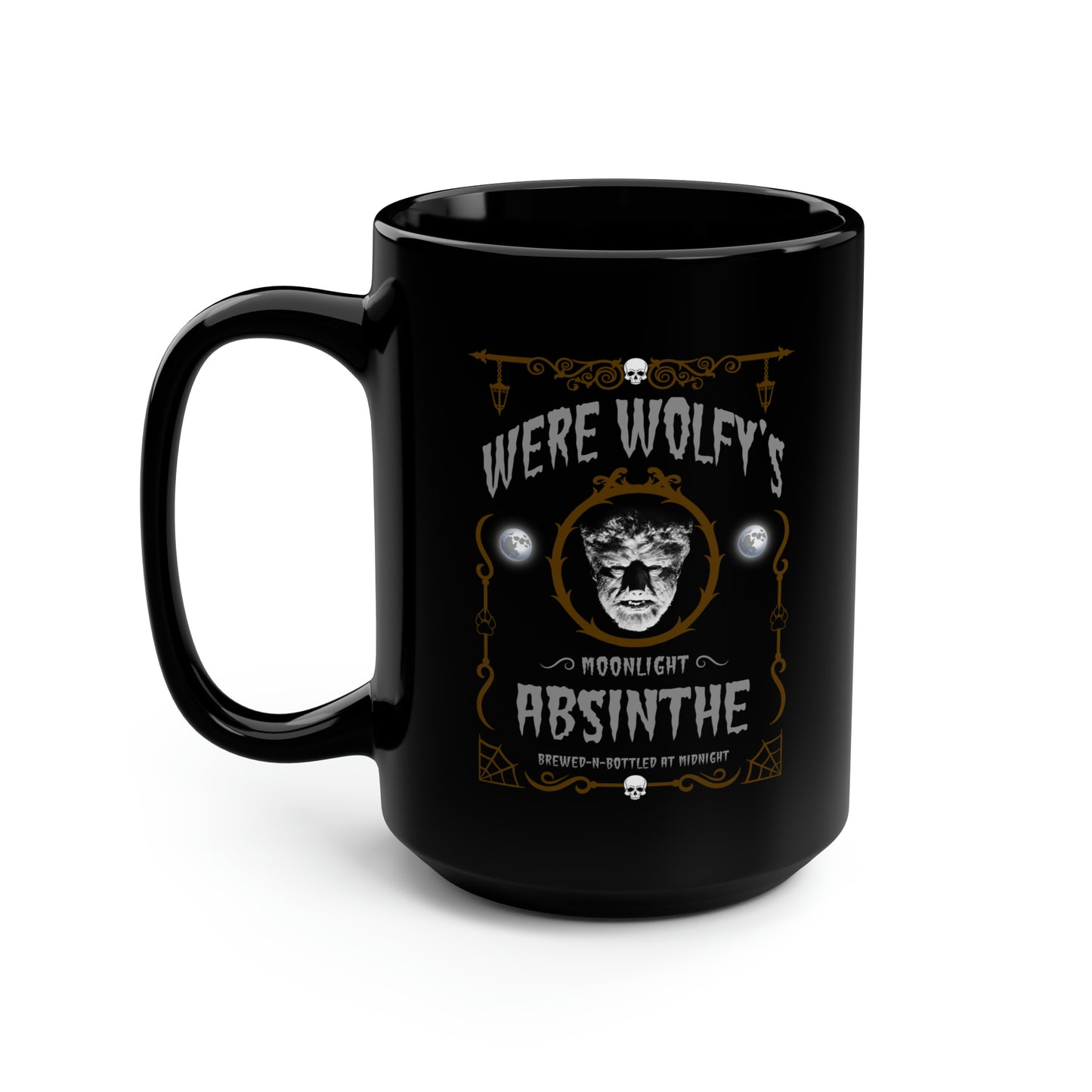 ABSINTHE MONSTERS 10 (WERE WOLFY) Black Mug, 15oz