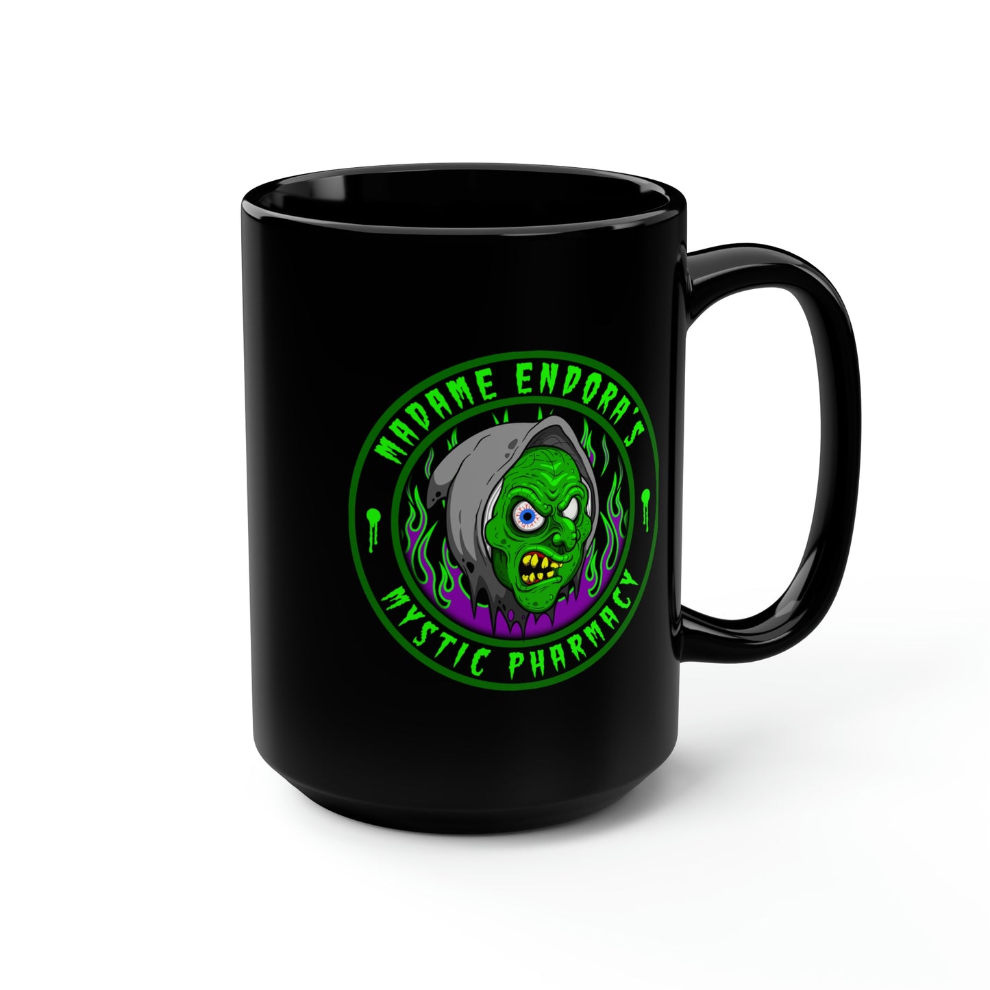 MADAME ENDORA'S - MYSTIC PHARMACY Black Mug, 15oz