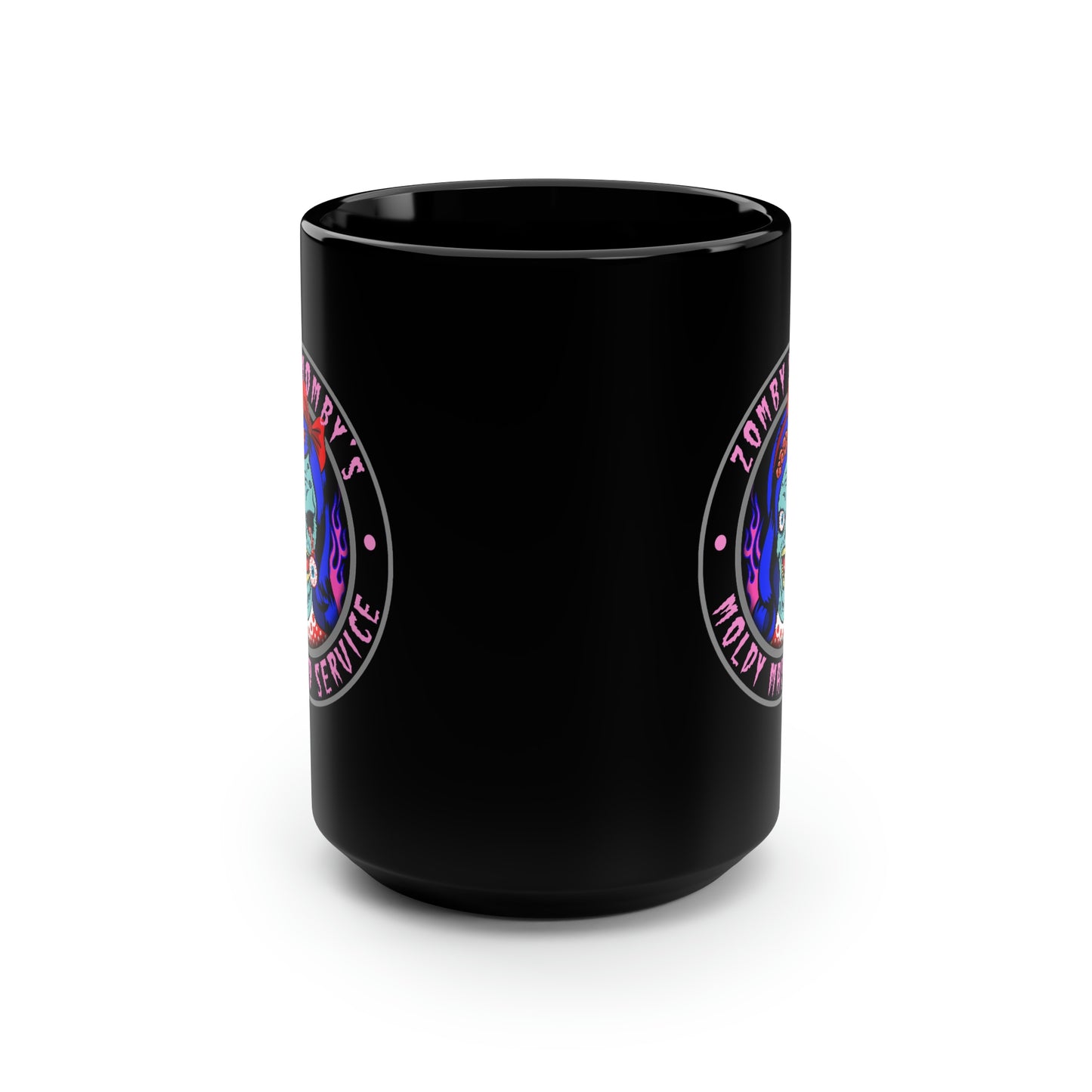 ZOMBY MOMBY - MOLDY MAID SERVICE Black Mug, 15oz