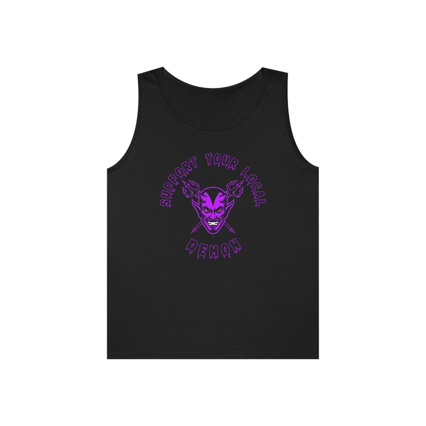 SUPPORT YOUR LOCAL DEMON 1 (P)  Unisex Heavy Cotton Tank Top