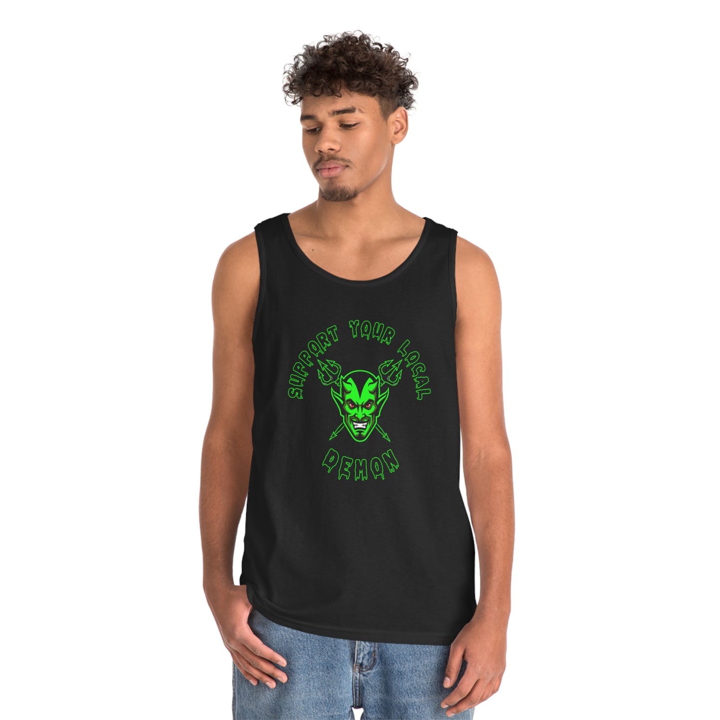 SUPPORT YOUR LOCAL DEMON 1 (G)  Unisex Heavy Cotton Tank Top