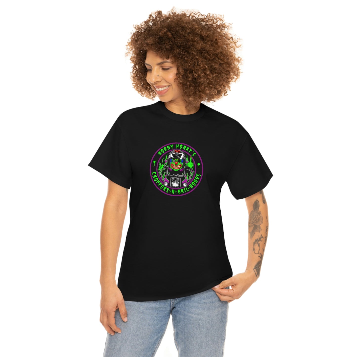 HORNY HONKY - CHOPPERS N BAIL BONDS Unisex Heavy Cotton Tee