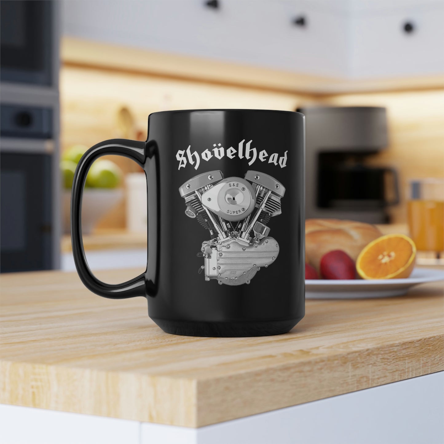 SHOVELHEAD 2 (GENERATOR) Black Mug, 15oz