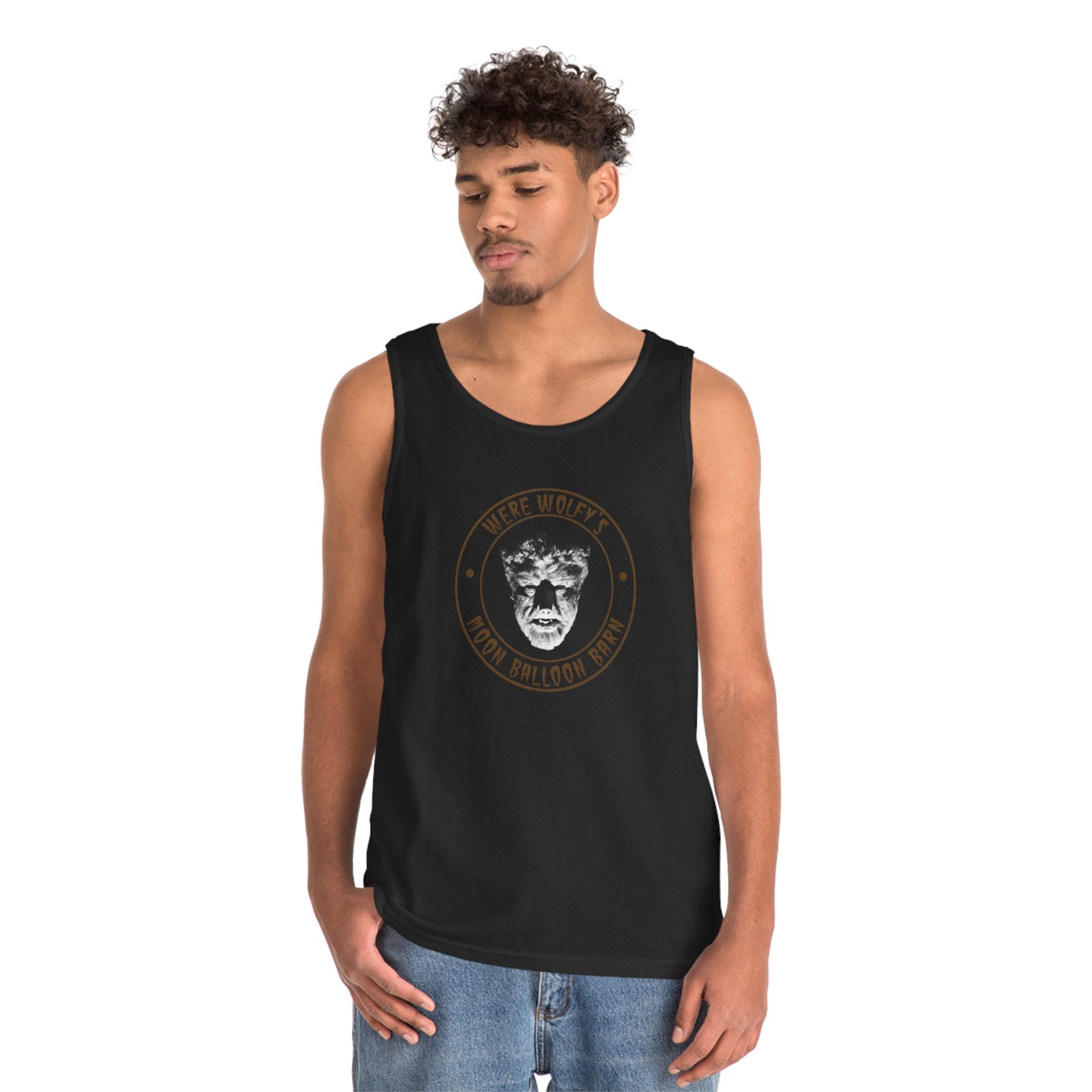 THERE WOLF - MOON BALLOON BARN Unisex Heavy Cotton Tank Top