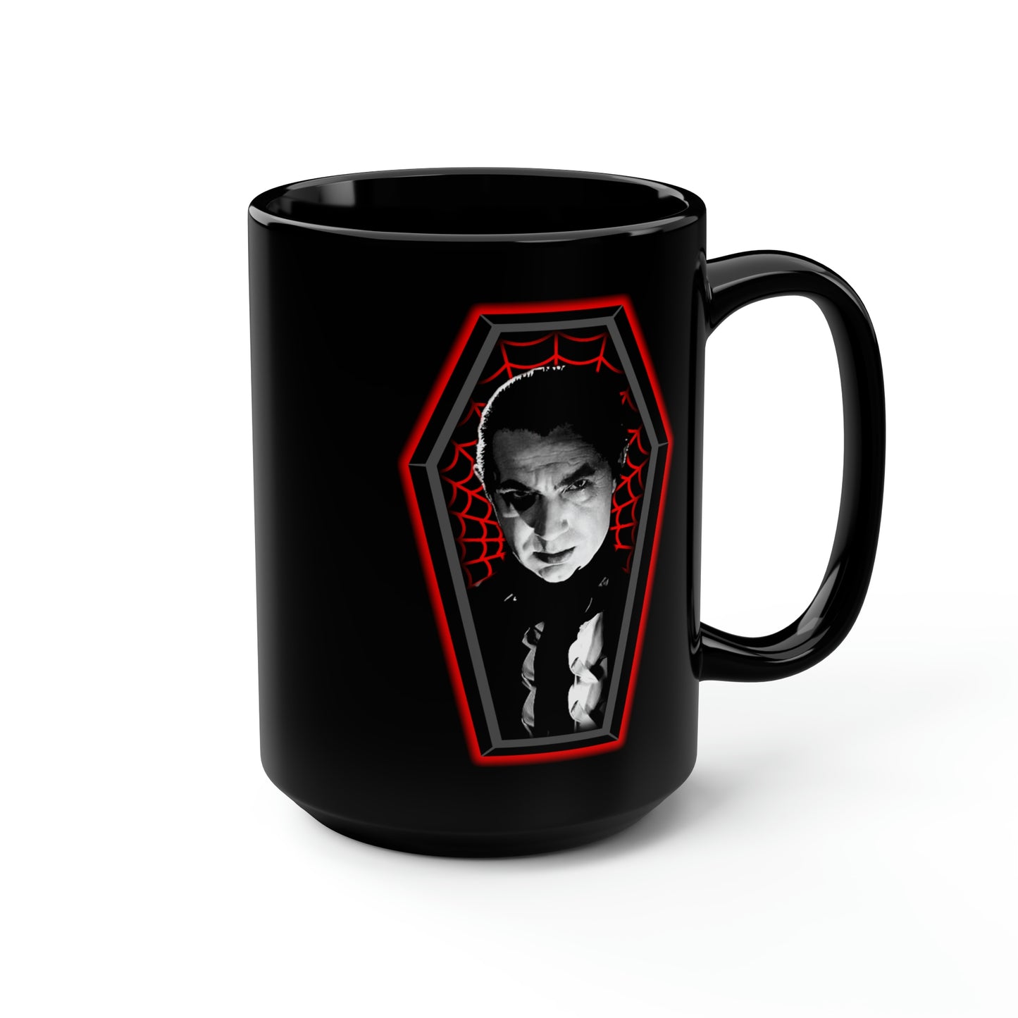 COFFIN MUGSHOT 3 (DRAC) Black Mug, 15oz