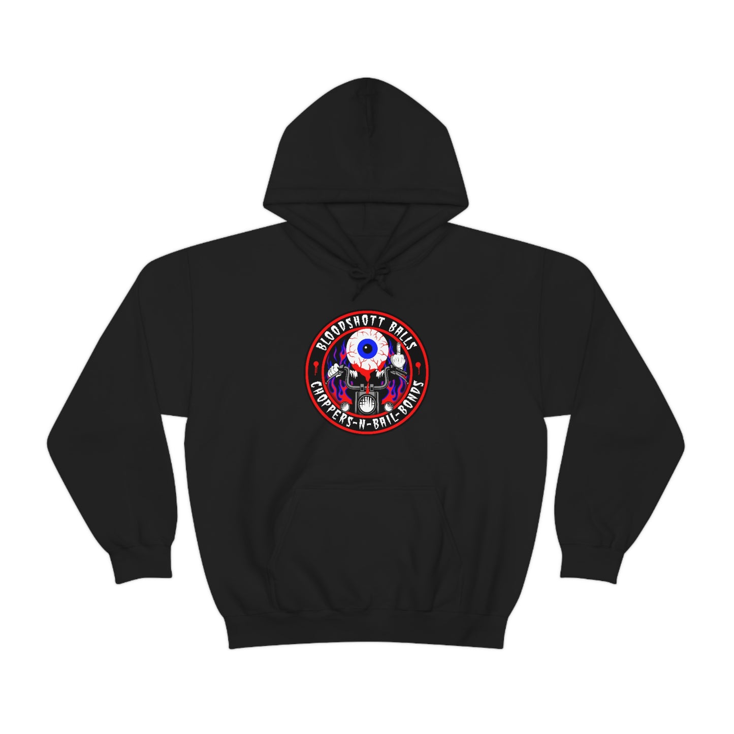 BLOODSHOTT BALLS - CHOPPERS N BAIL BONDS Unisex Heavy Blend™ Hooded Sweatshirt