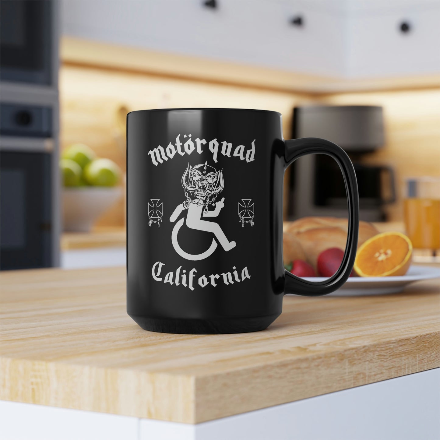 WHEELCHARIOT 3 (Motorquad) Black Mug, 15oz