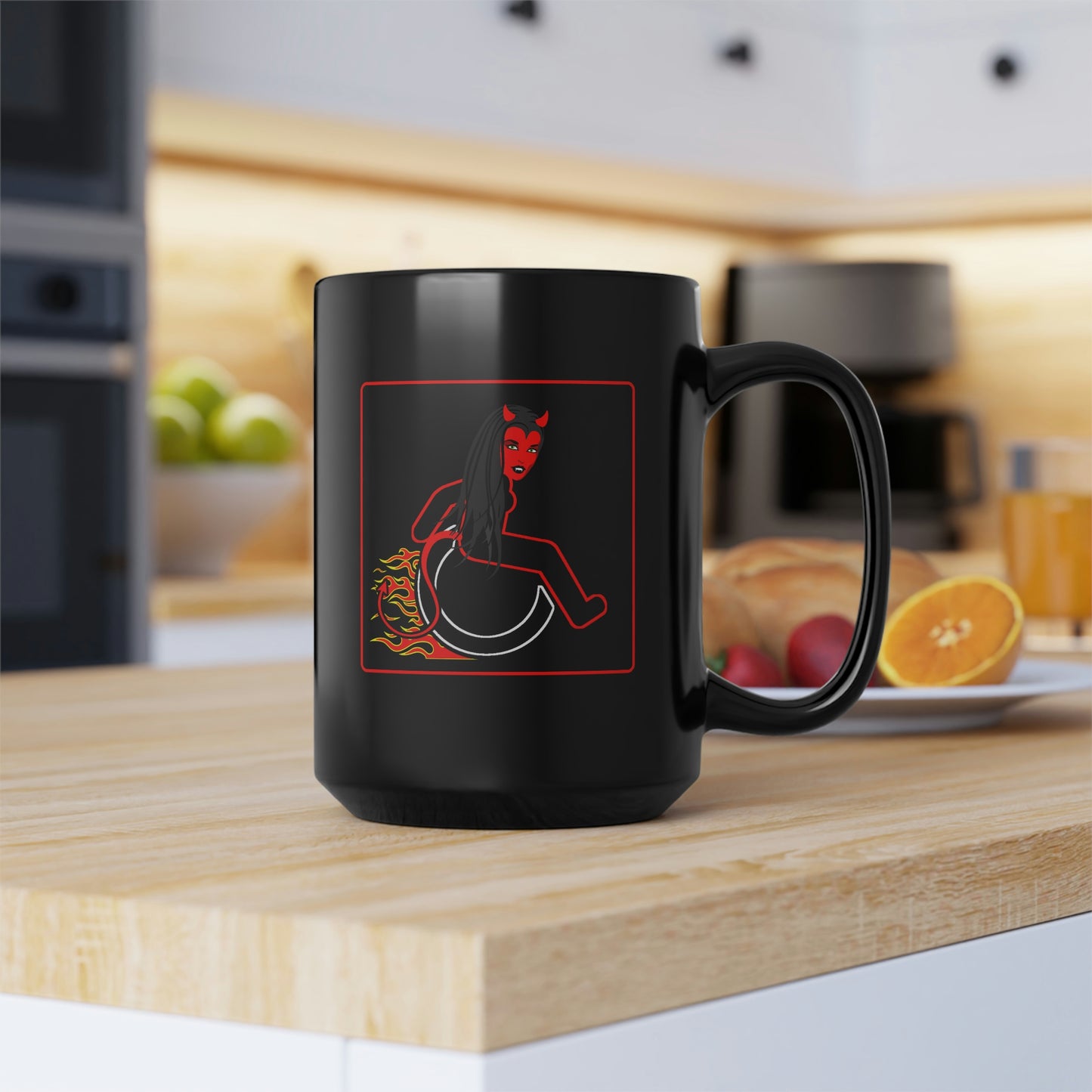 WHEELCHARIOT 15 (Devil Woman) Black Mug, 15oz