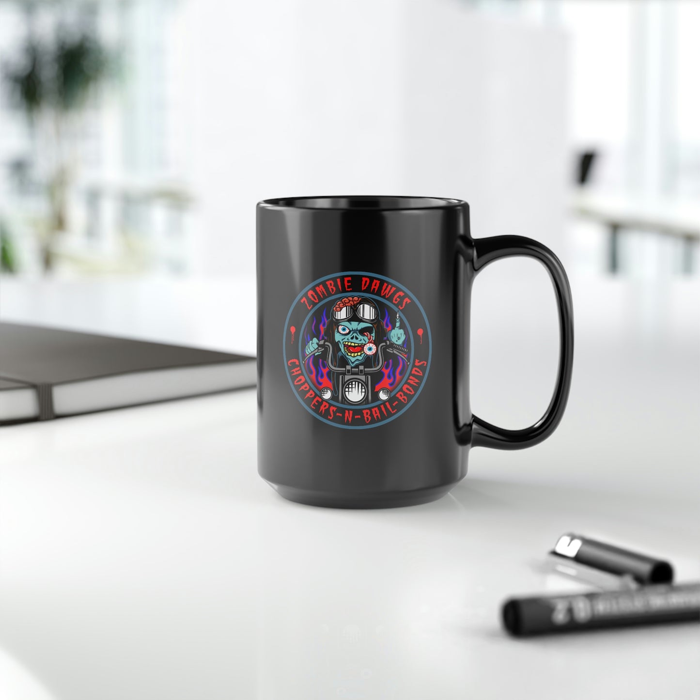 ZOMBIE DAWGS - CHOPPERS N BAIL BONDS Black Mug, 15oz