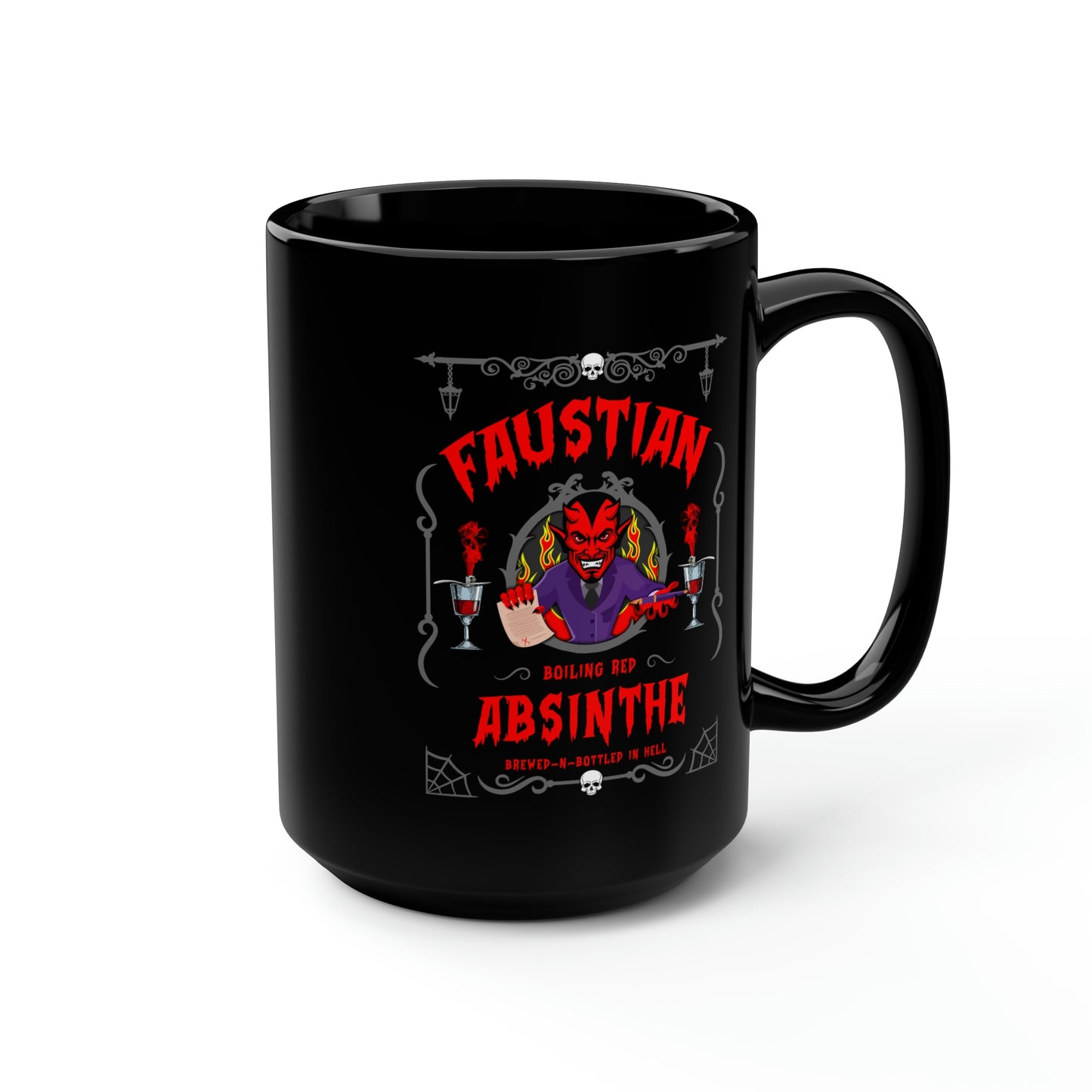 ABSINTHE MONSTERS (FAUST) Black Mug, 15oz