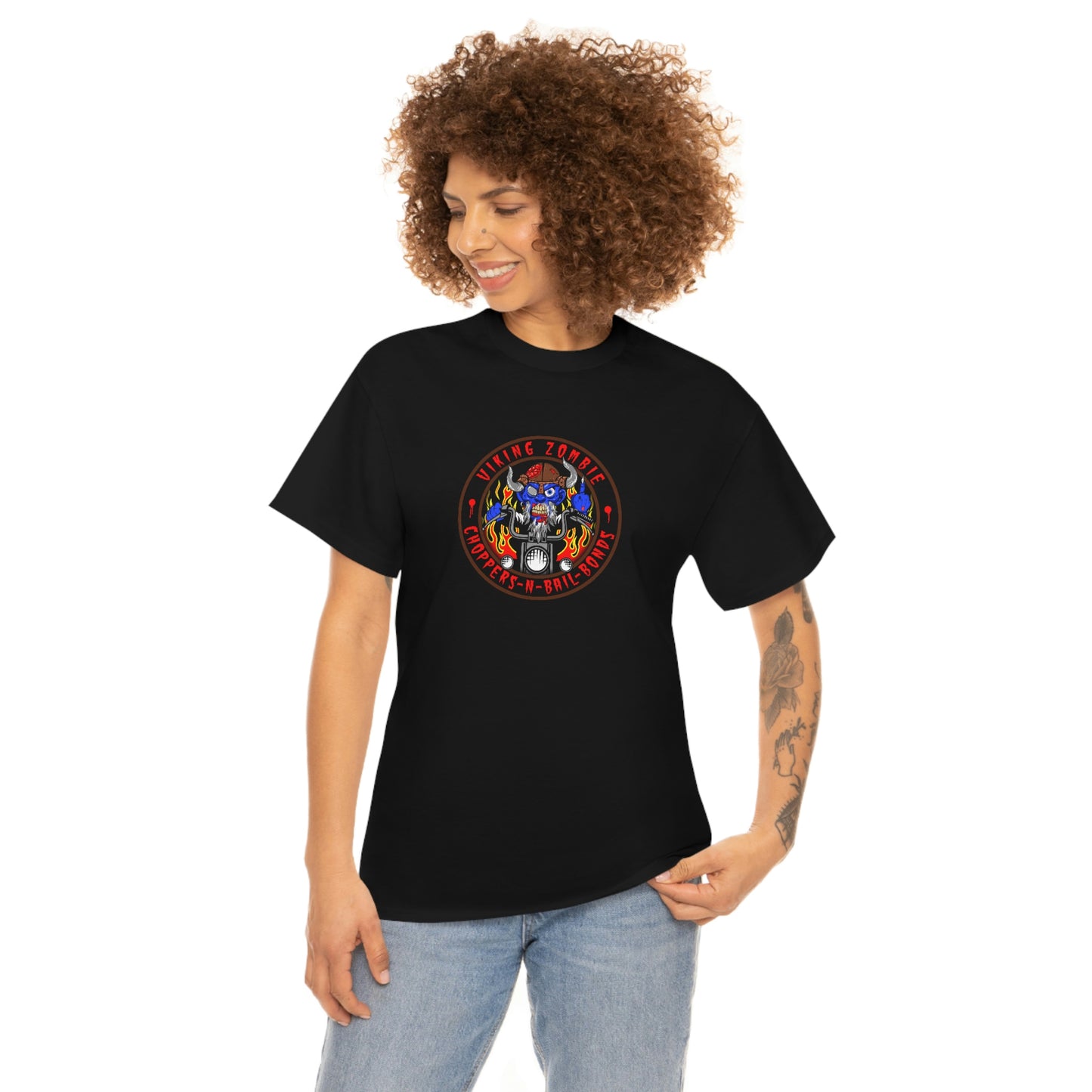 VIKING ZOMBIE - CHOPPERS N BAIL BONDS Unisex Heavy Cotton Tee