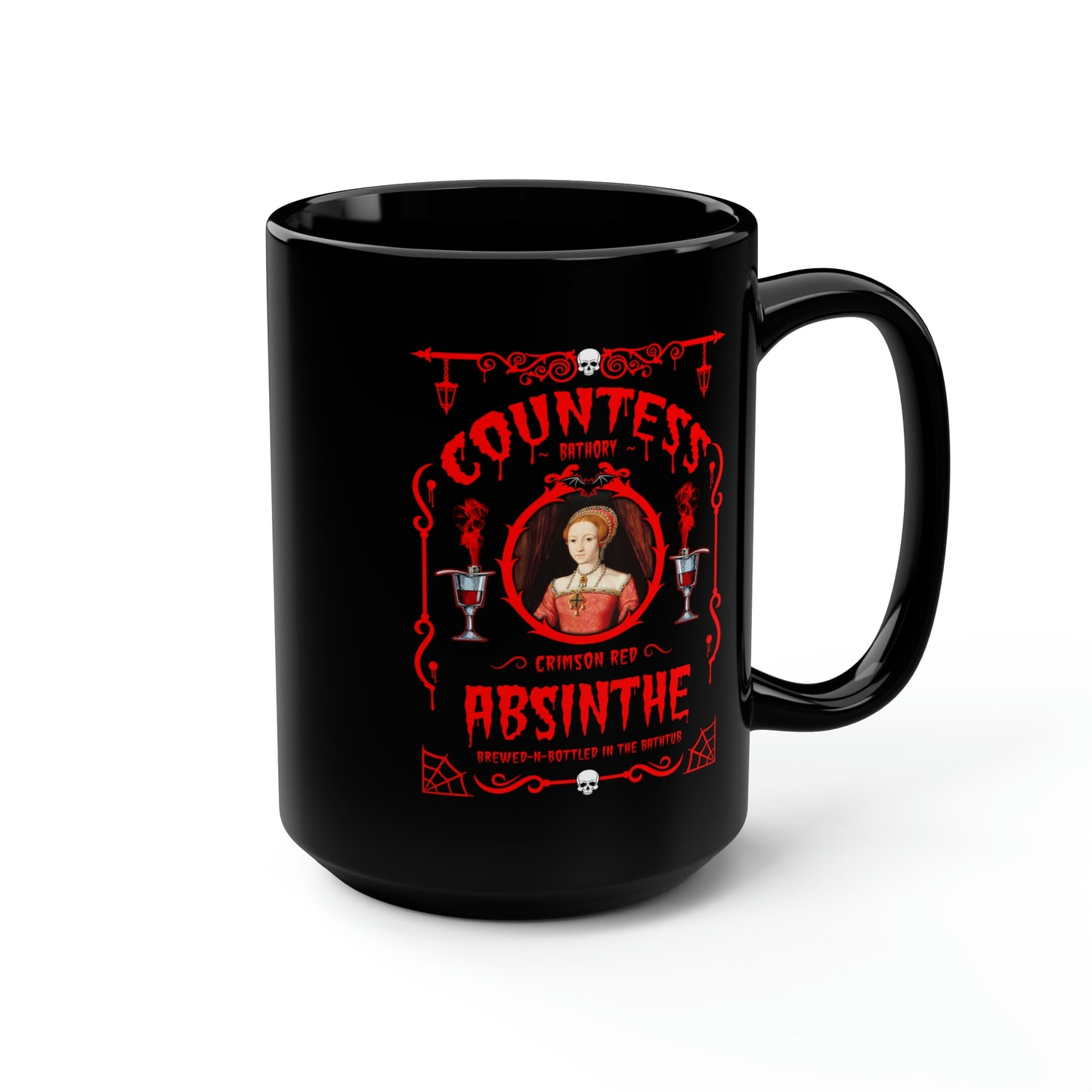 ABSINTHE MONSTERS (COUNTESS BATHORY) Black Mug, 15oz