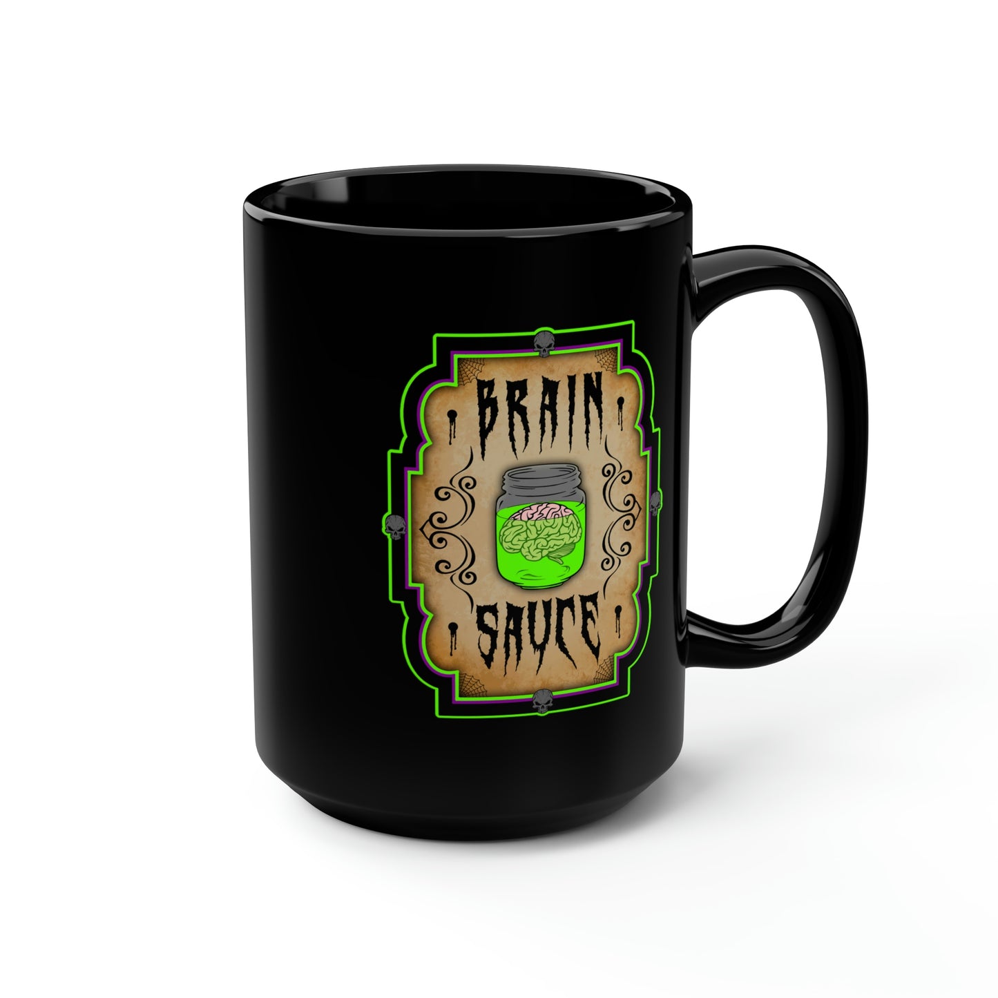 WITCHERY POTIONS 5 (BRAIN SAUCE) Black Mug, 15oz