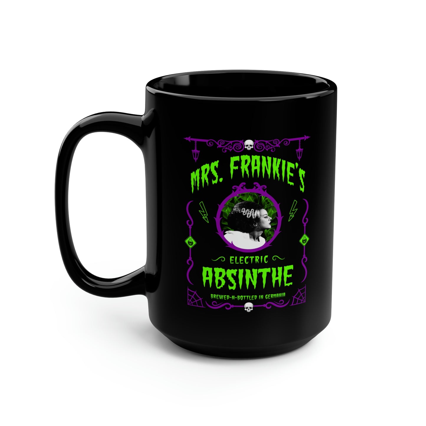 ABSINTHE MONSTERS 9 (BRIDE OF FRANKIE) Black Mug, 15oz