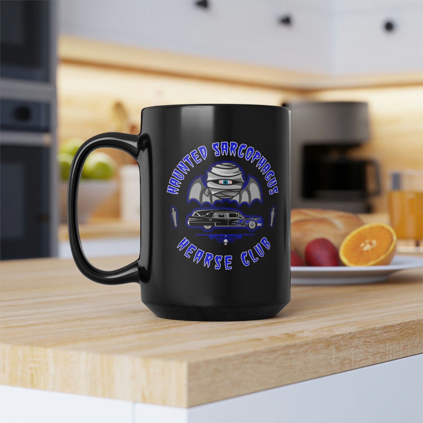 HAUNTED SARCOPHAGUS - HEARSE CLUB Black Mug, 15oz