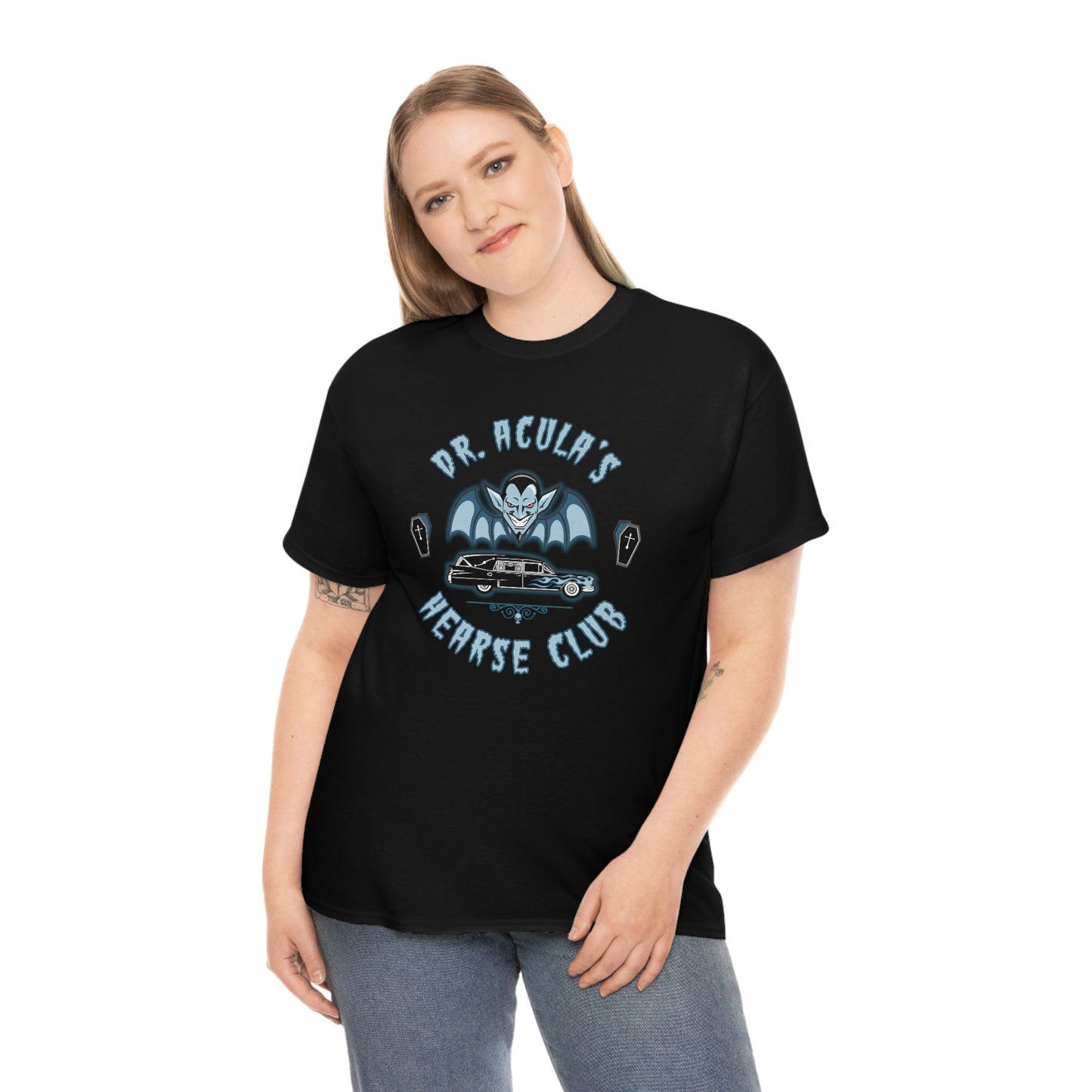 DR. ACULA'S - HEARSE CLUB 1 Unisex Heavy Cotton Tee