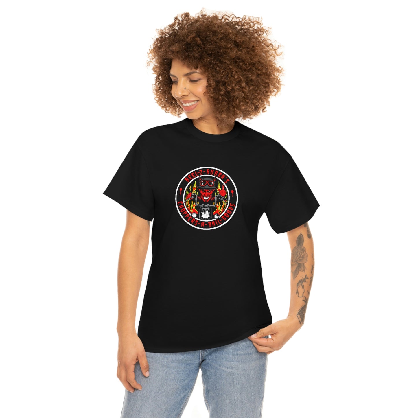 BEEL-Z-BUBBA CHOPPERS N BAIL BONDS Unisex Heavy Cotton Tee