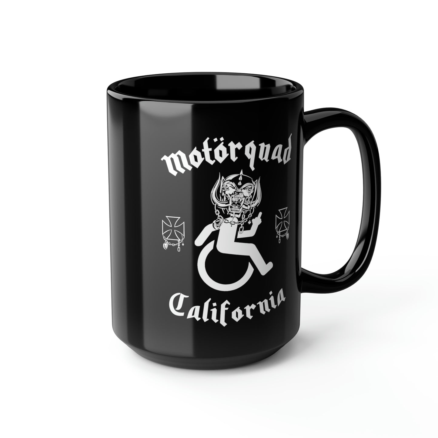 WHEELCHARIOT 3 (Motorquad) Black Mug, 15oz