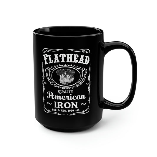 FLATHEAD 2 (JD) Black Mug, 15oz