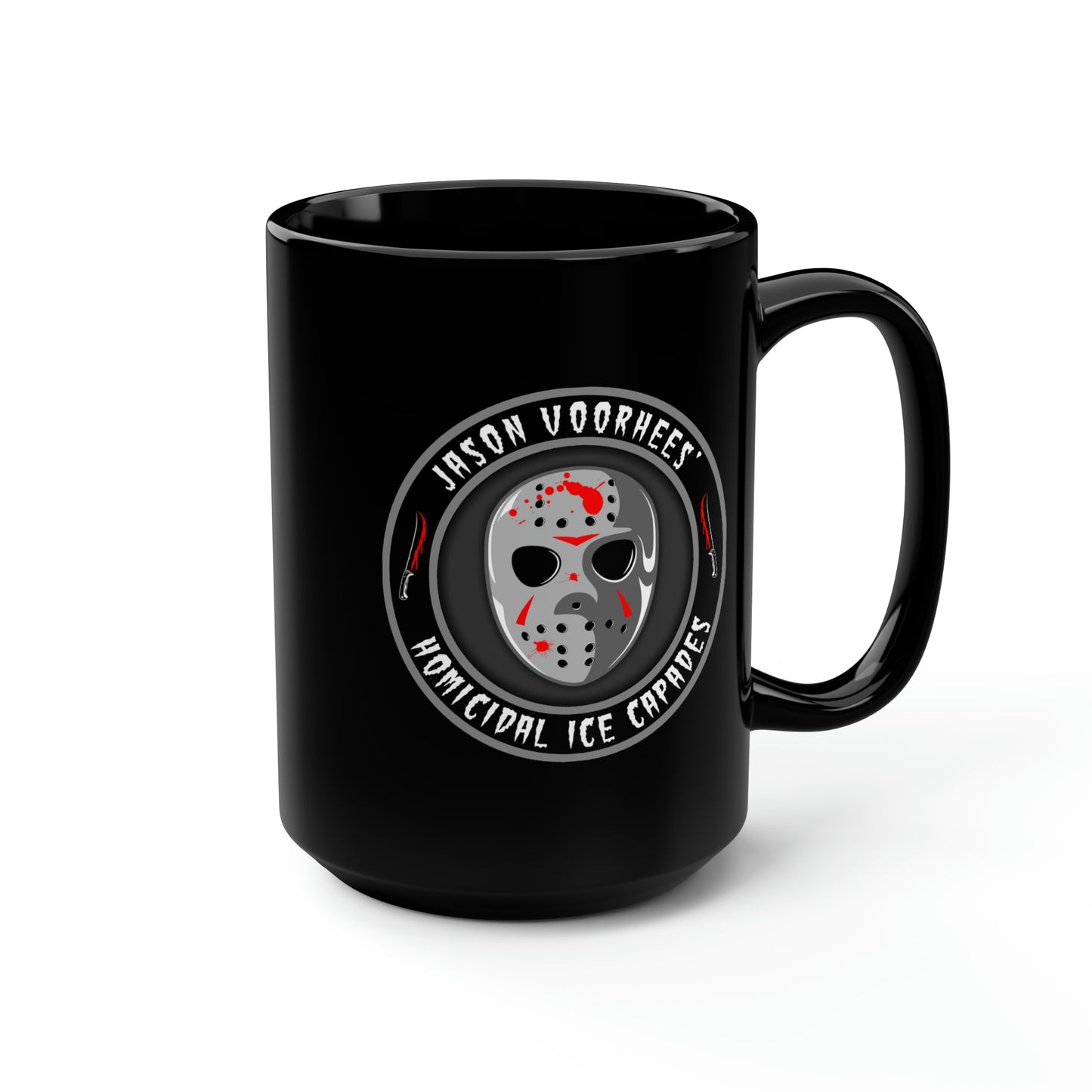 JASON VOORHEES’ - HOMICIDAL ICE CAPADES Black Mug, 15oz