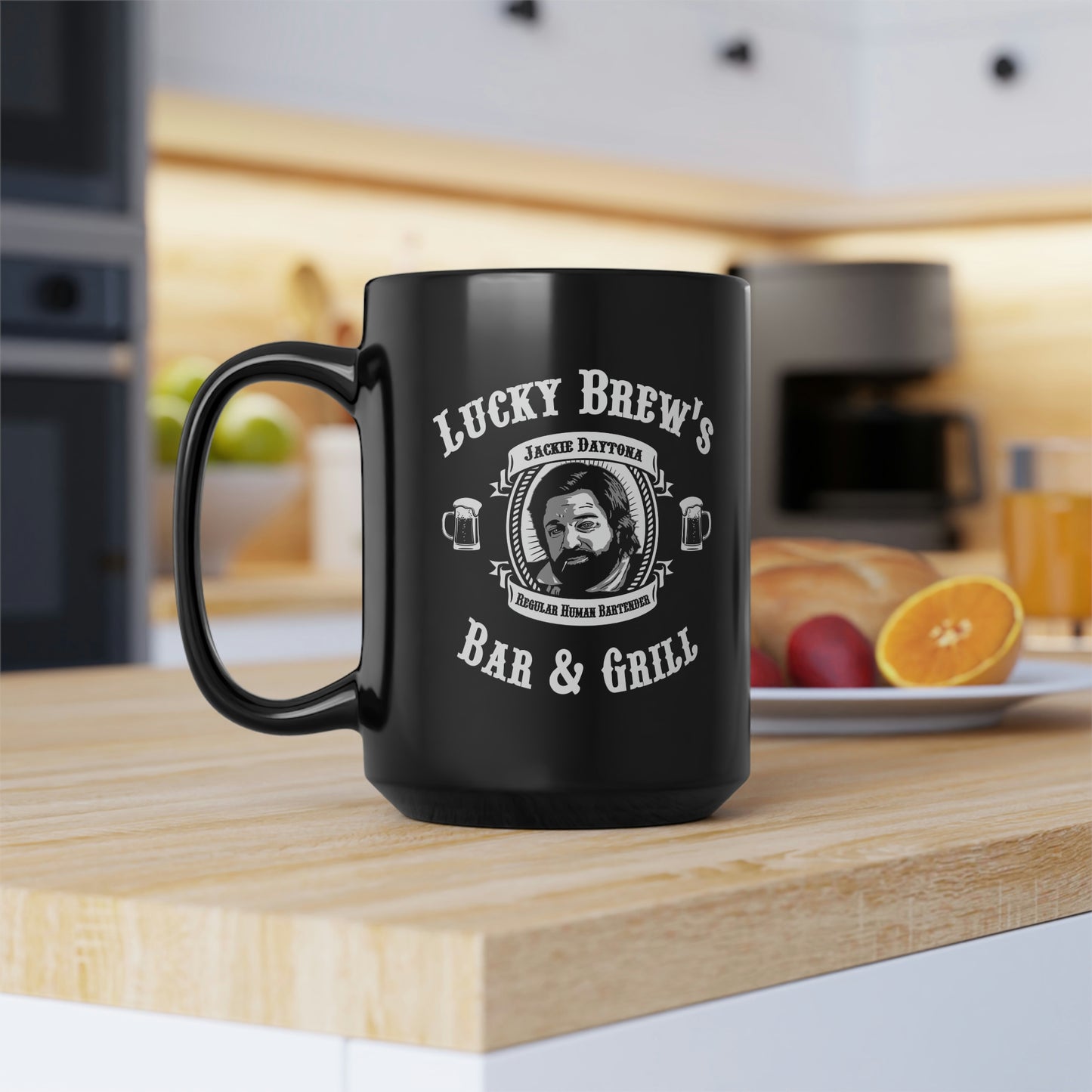 JACKIE DAYTONA'S Black Mug, 15oz