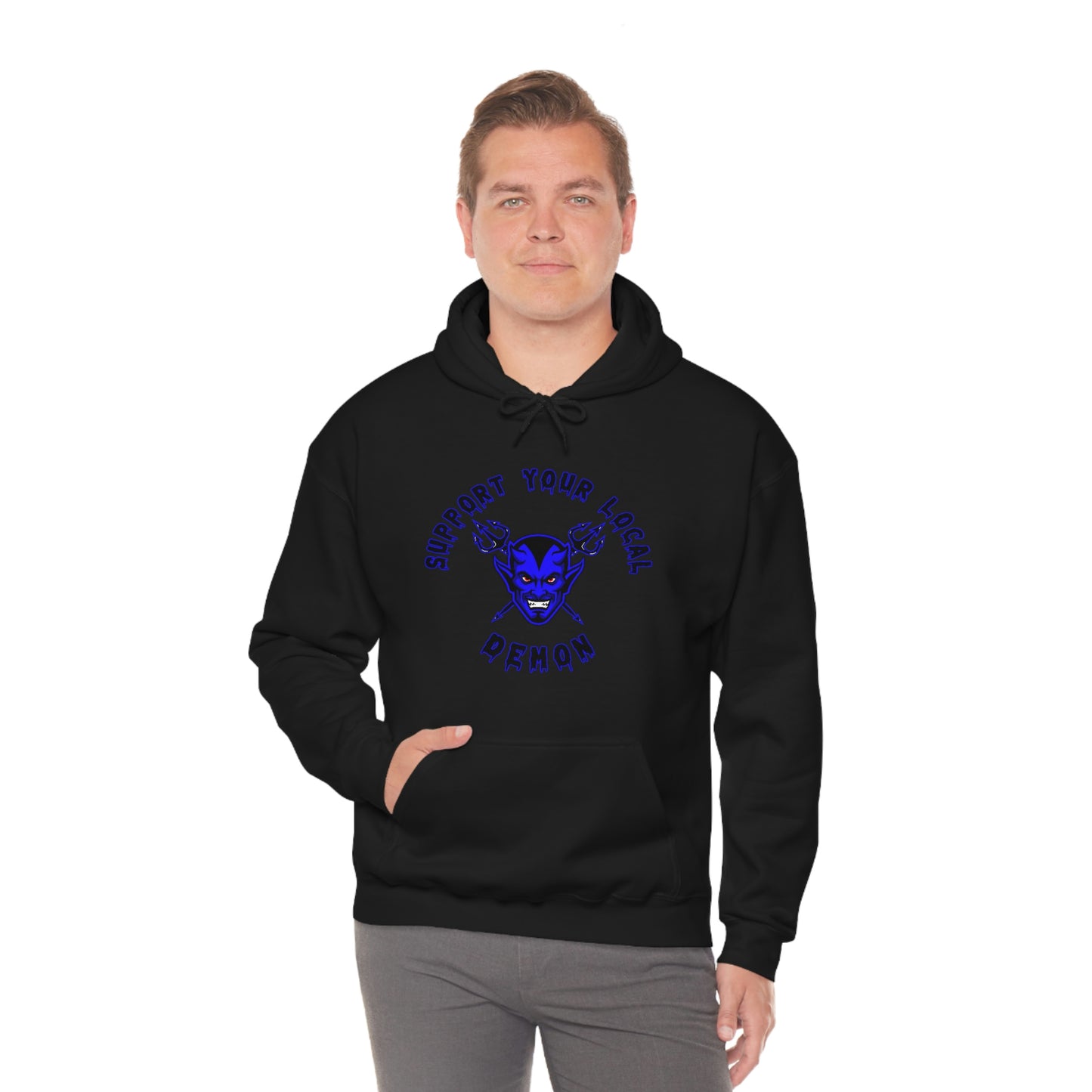 SUPPORT YOUR LOCAL DEMON 1(B) Unisex Heavy Blend™ Hooded Sweatshirt