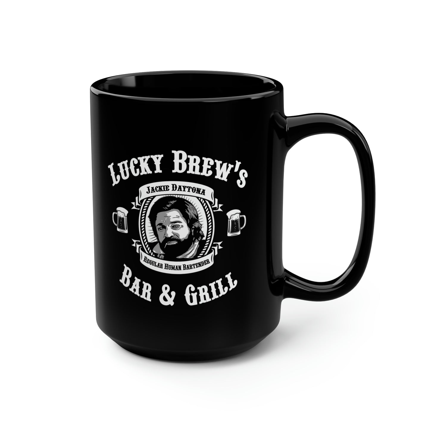 JACKIE DAYTONA'S Black Mug, 15oz