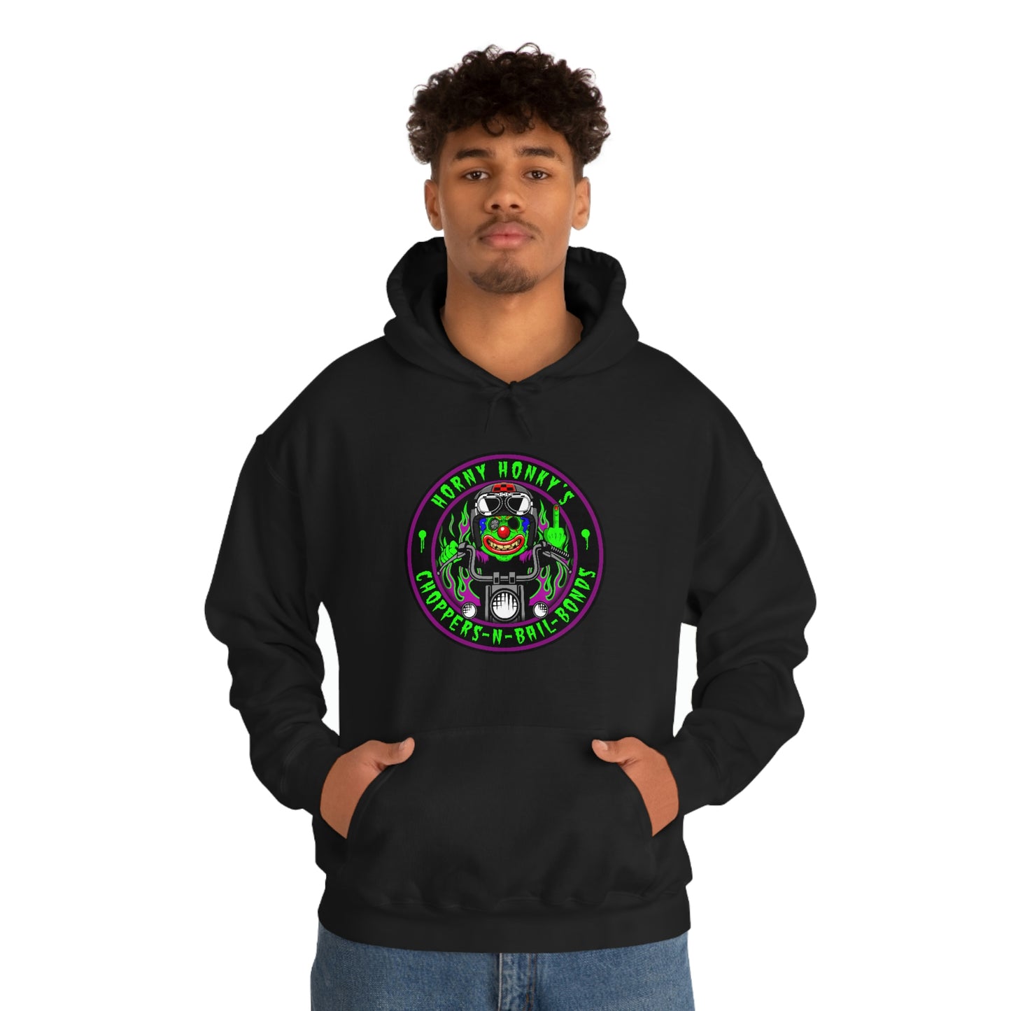 HORNY HONKY - CHOPPERS N BAIL BONDS Unisex Heavy Blend™ Hooded Sweatshirt