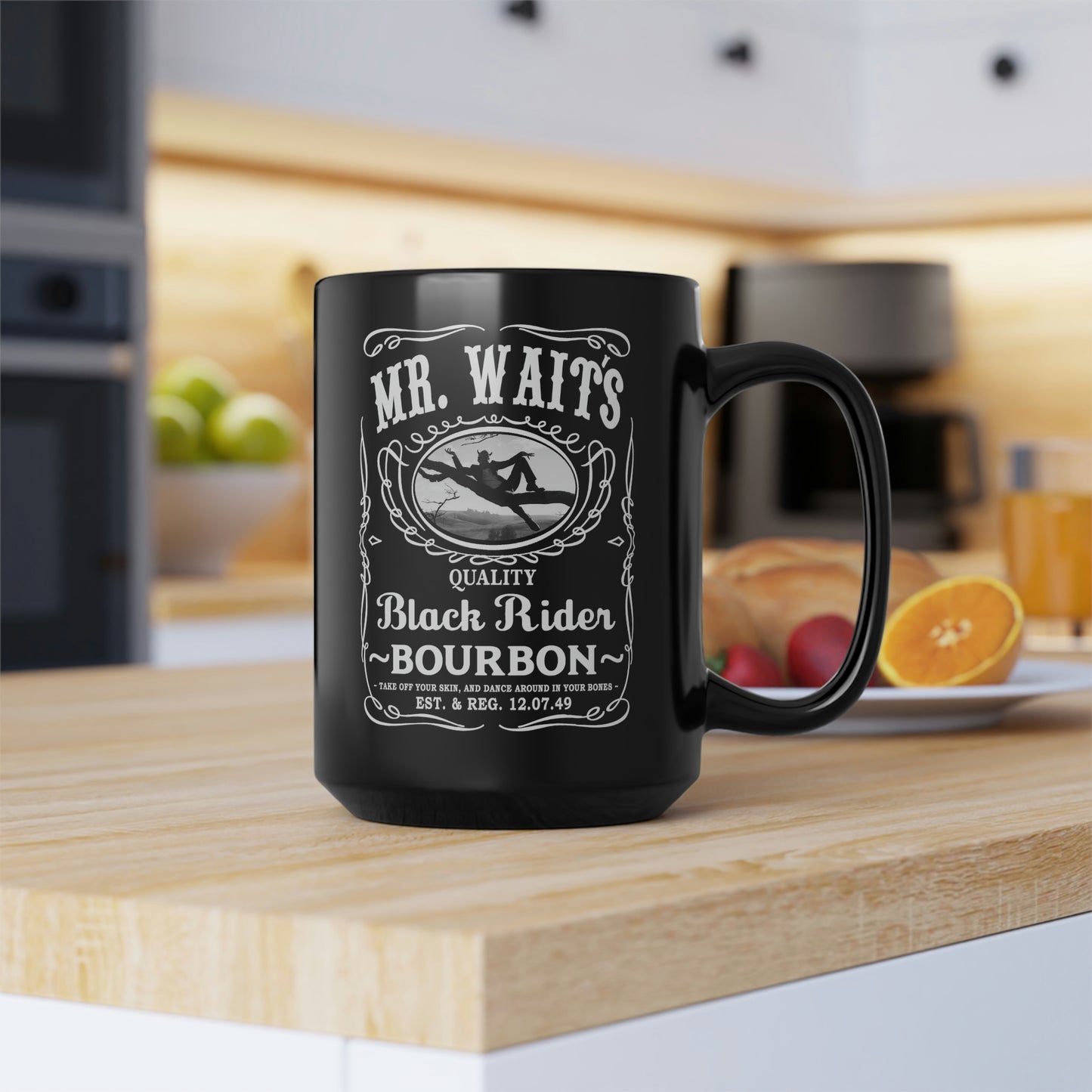 MR WAITS 4  (JD)(BLACK RIDER) Black Mug, 15oz