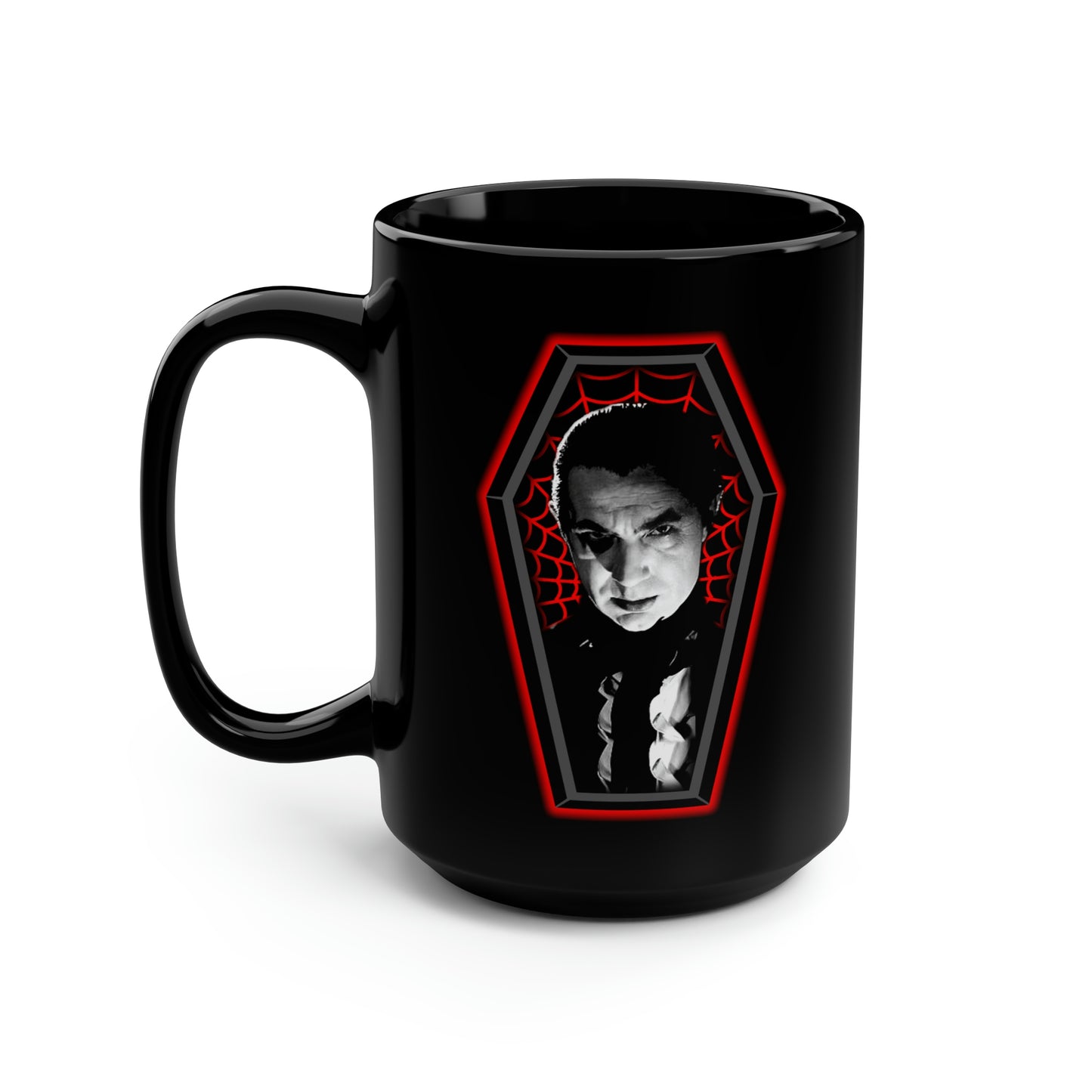 COFFIN MUGSHOT 3 (DRAC) Black Mug, 15oz