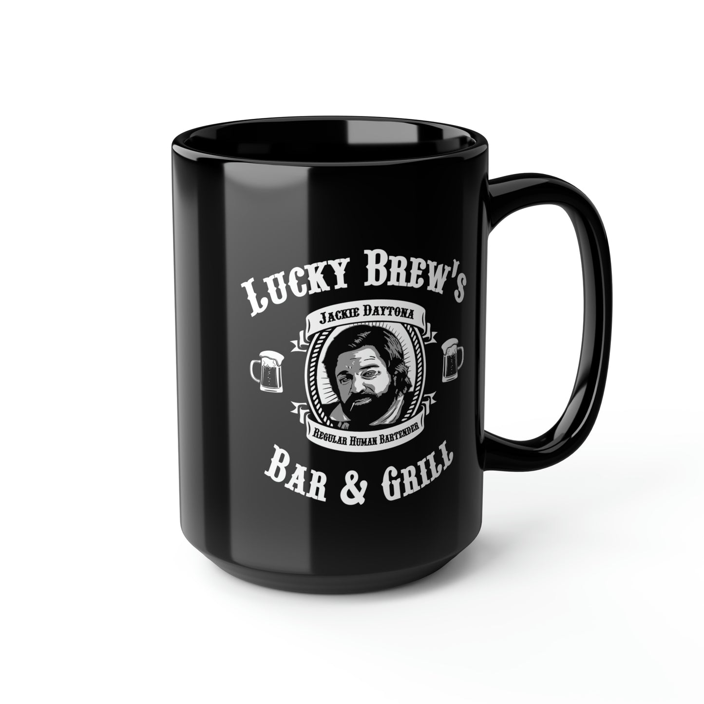 JACKIE DAYTONA'S Black Mug, 15oz