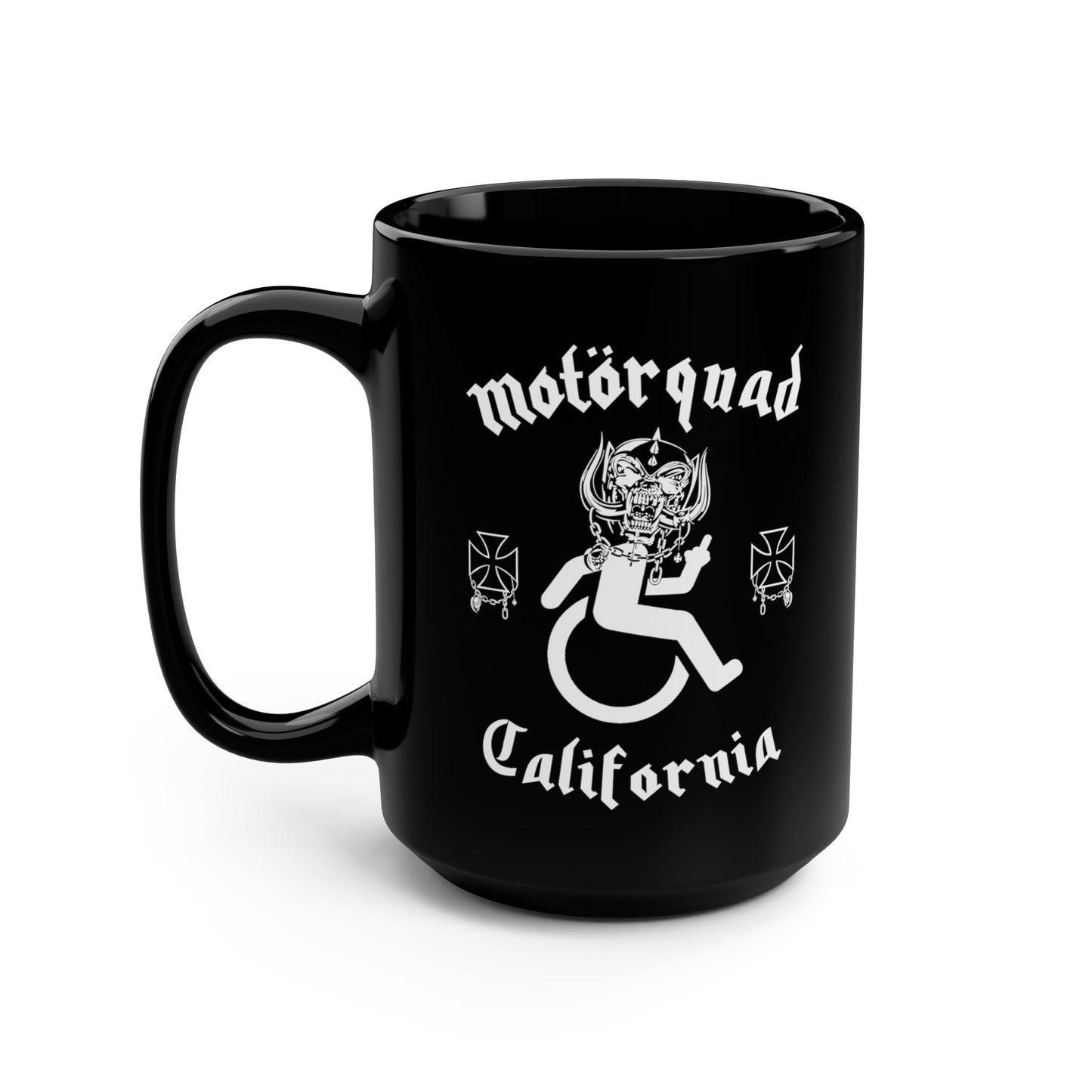 WHEELCHARIOT 3 (Motorquad) Black Mug, 15oz