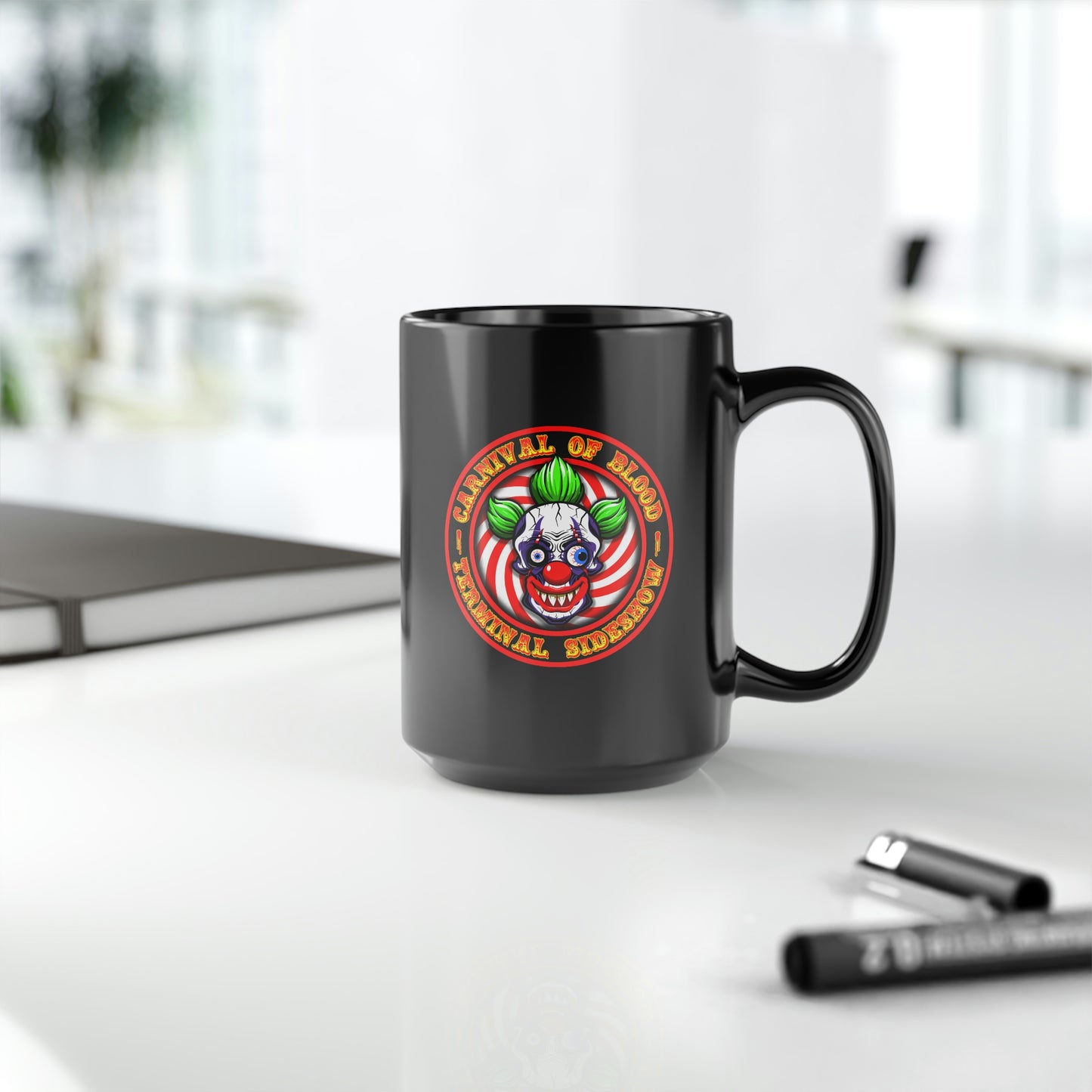 CARNIVAL OF BLOOD - TERMINAL SIDESHOW 3 Black Mug, 15oz