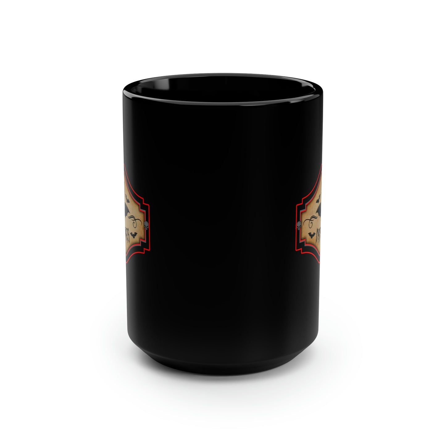 WITCHERY POTIONS 1 (BAT DROPPINGS) Black Mug, 15oz