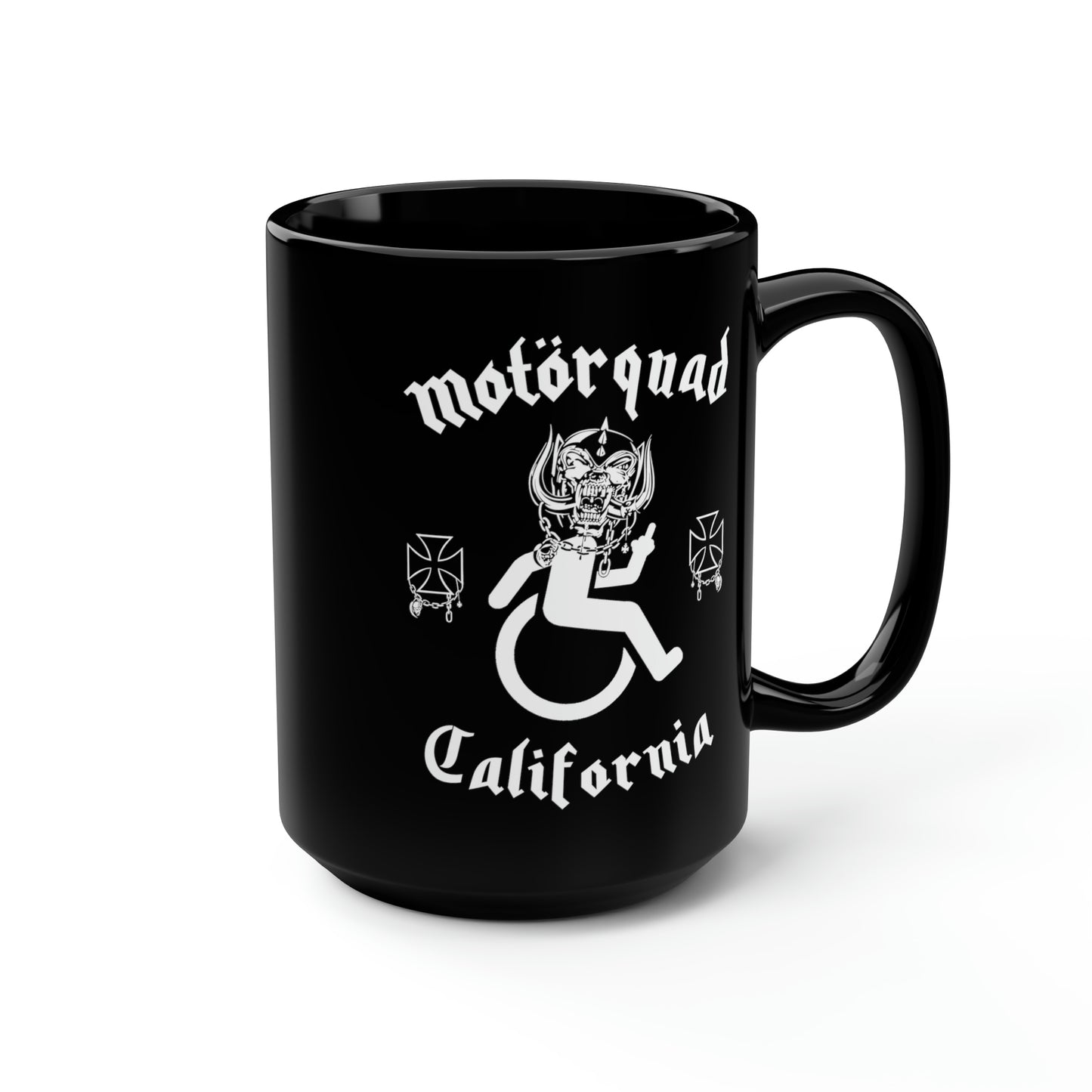 WHEELCHARIOT 3 (Motorquad) Black Mug, 15oz