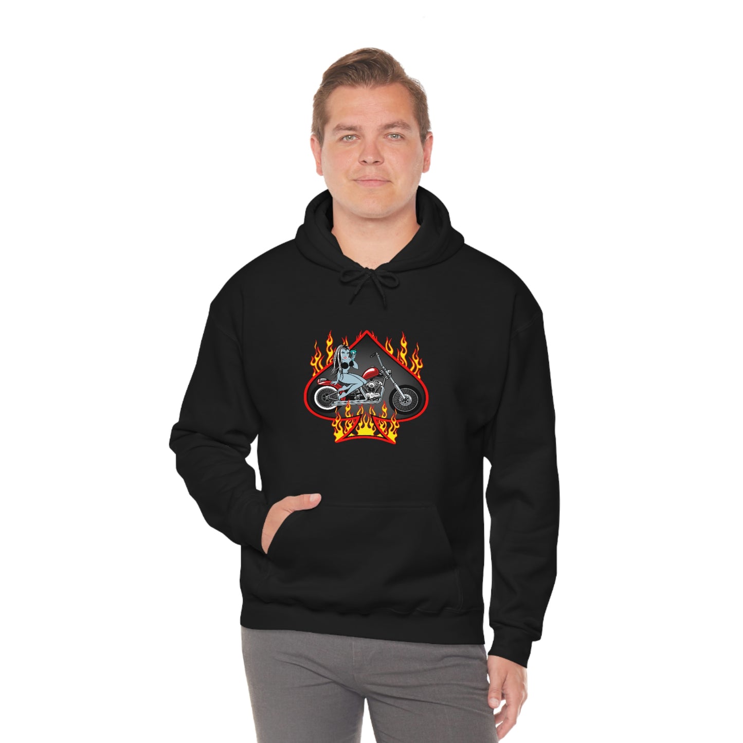 MOTORCYCLE PINUP (VAMP) Unisex Heavy Blend™ Hooded Sweatshirt