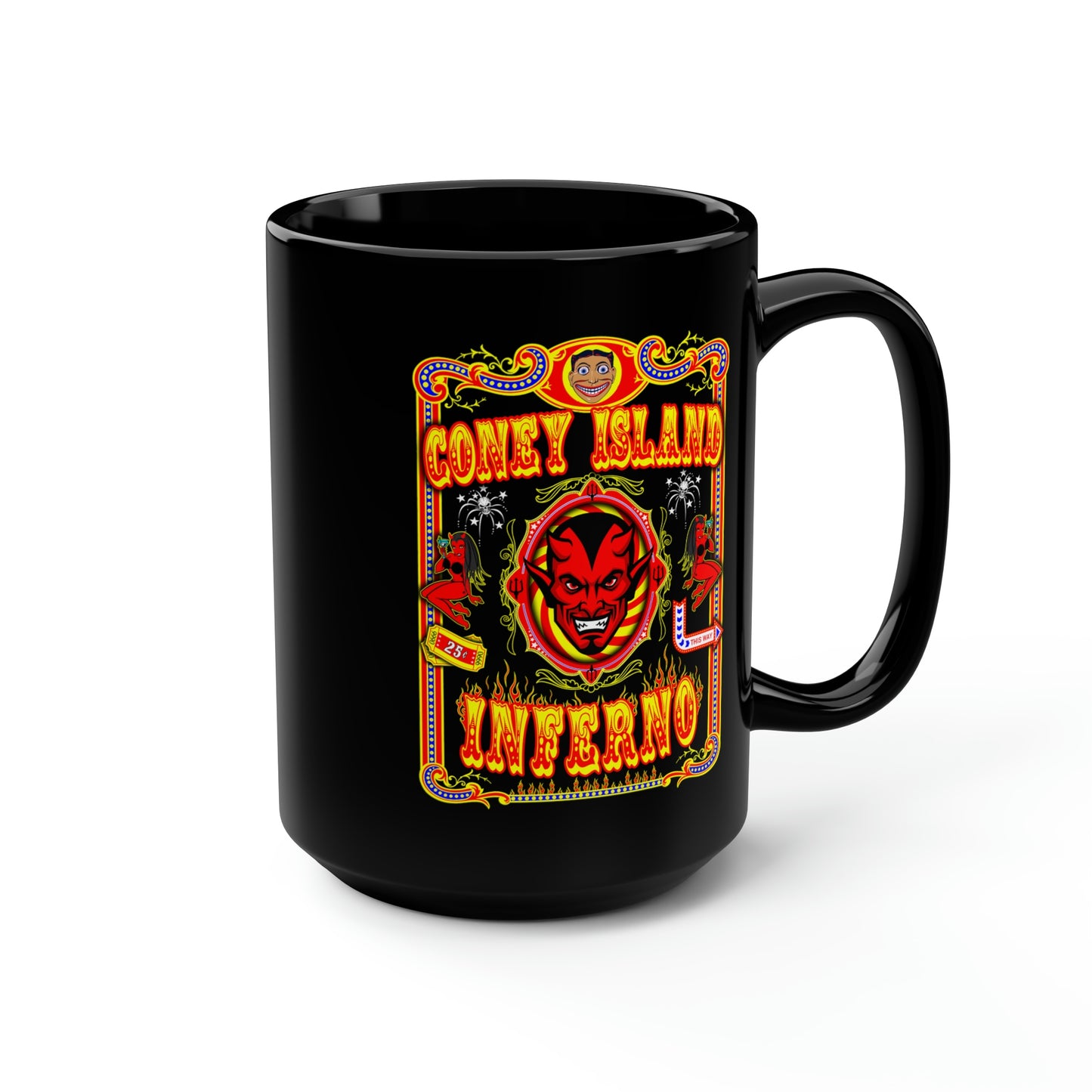 CONEY ISLAND 1 (INFERNO) Black Mug, 15oz