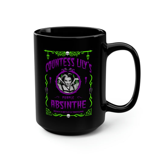ABSINTHE MONSTERS 3 (COUNTESS LILY) Black Mug, 15oz