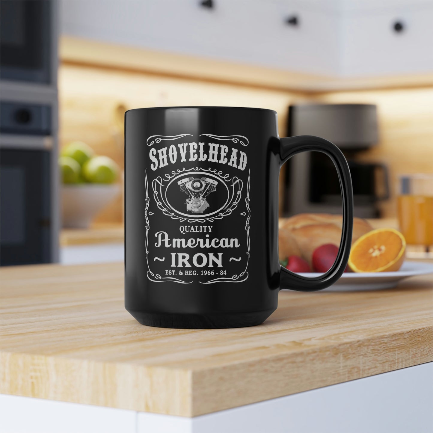 SHOVELHEAD 3 (JD CONE) Black Mug, 15oz