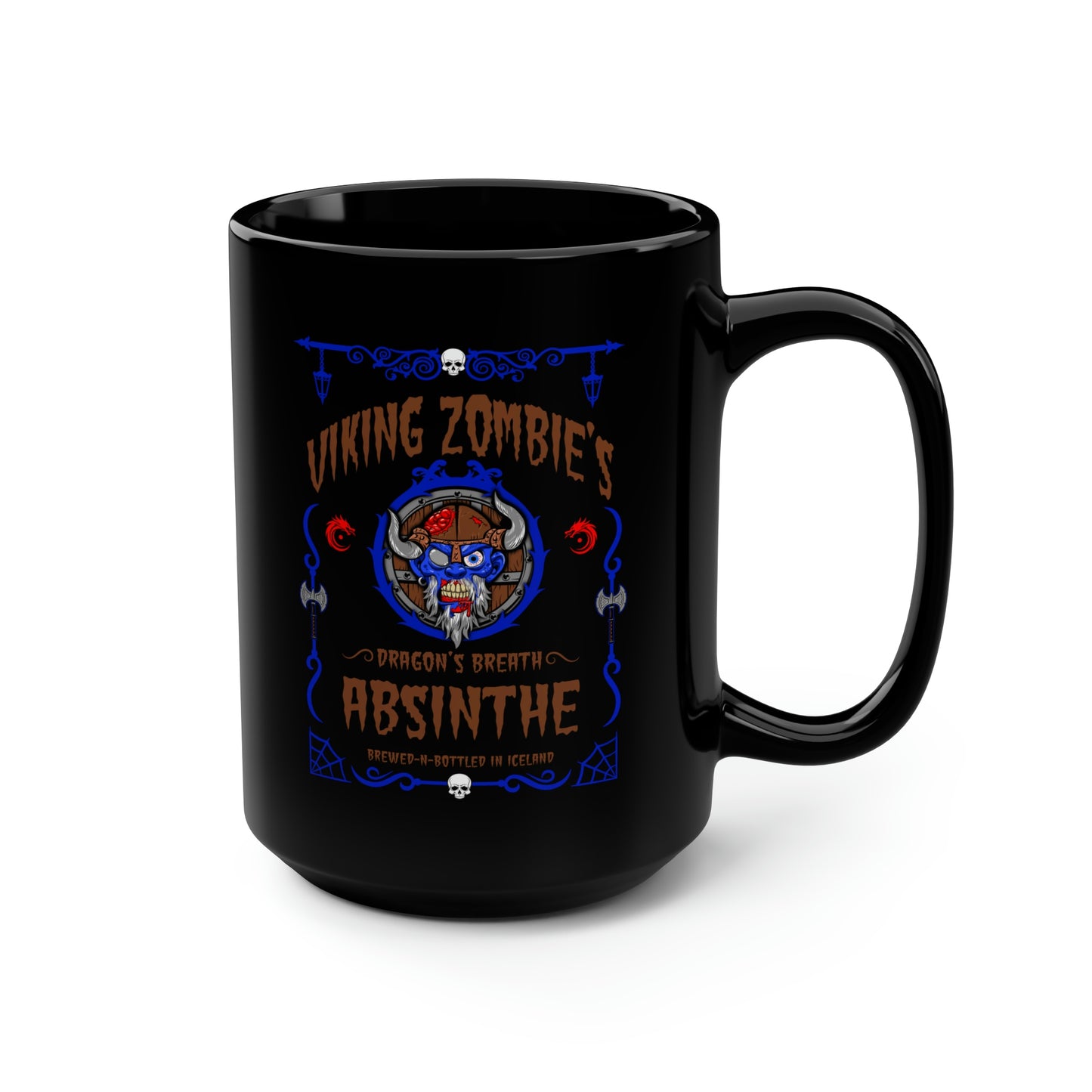 ABSINTHE MONSTERS 14 (VIKING ZOMBIE) Black Mug, 15oz