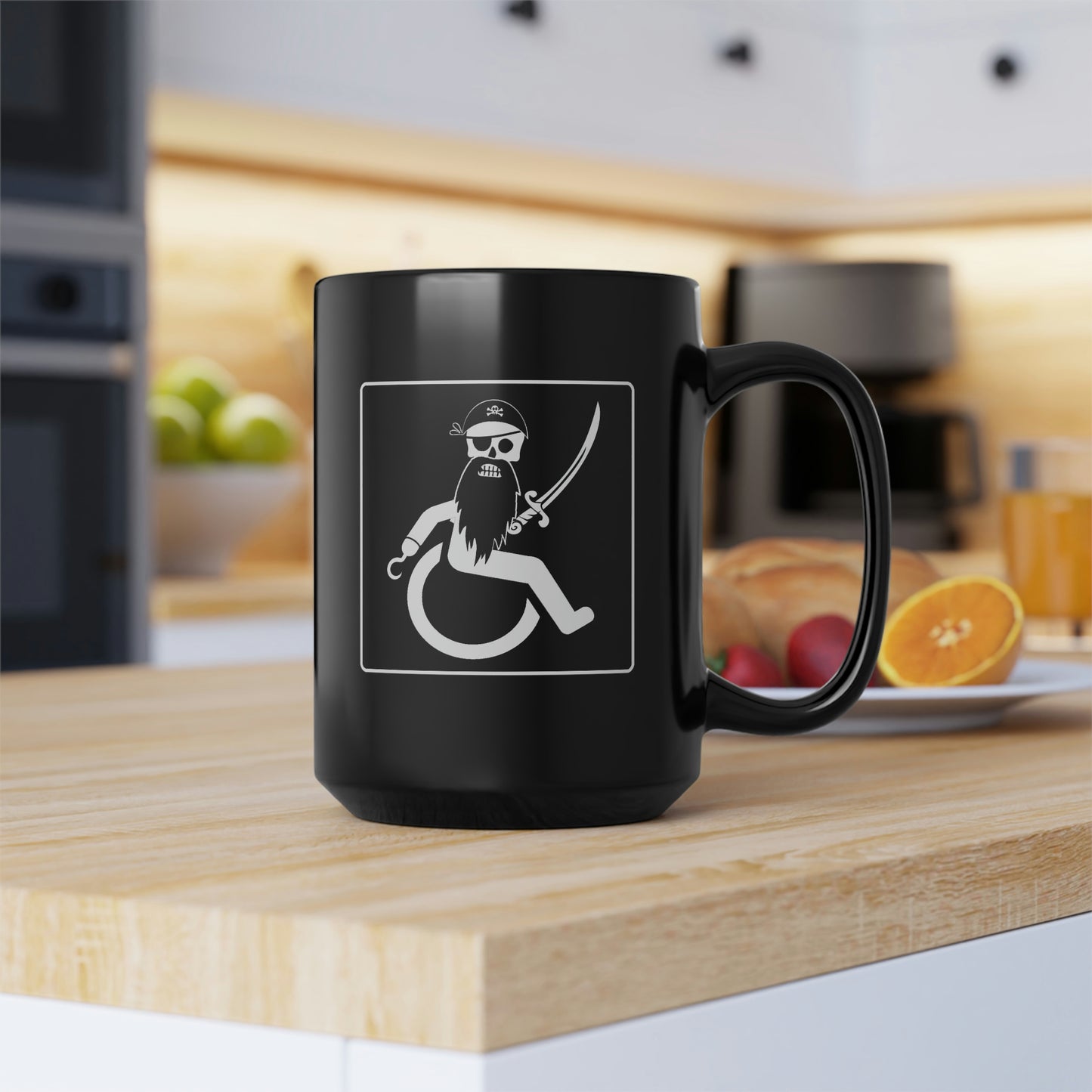 WHEELCHARIOT 4 (Pirate) 1 Black Mug, 15oz